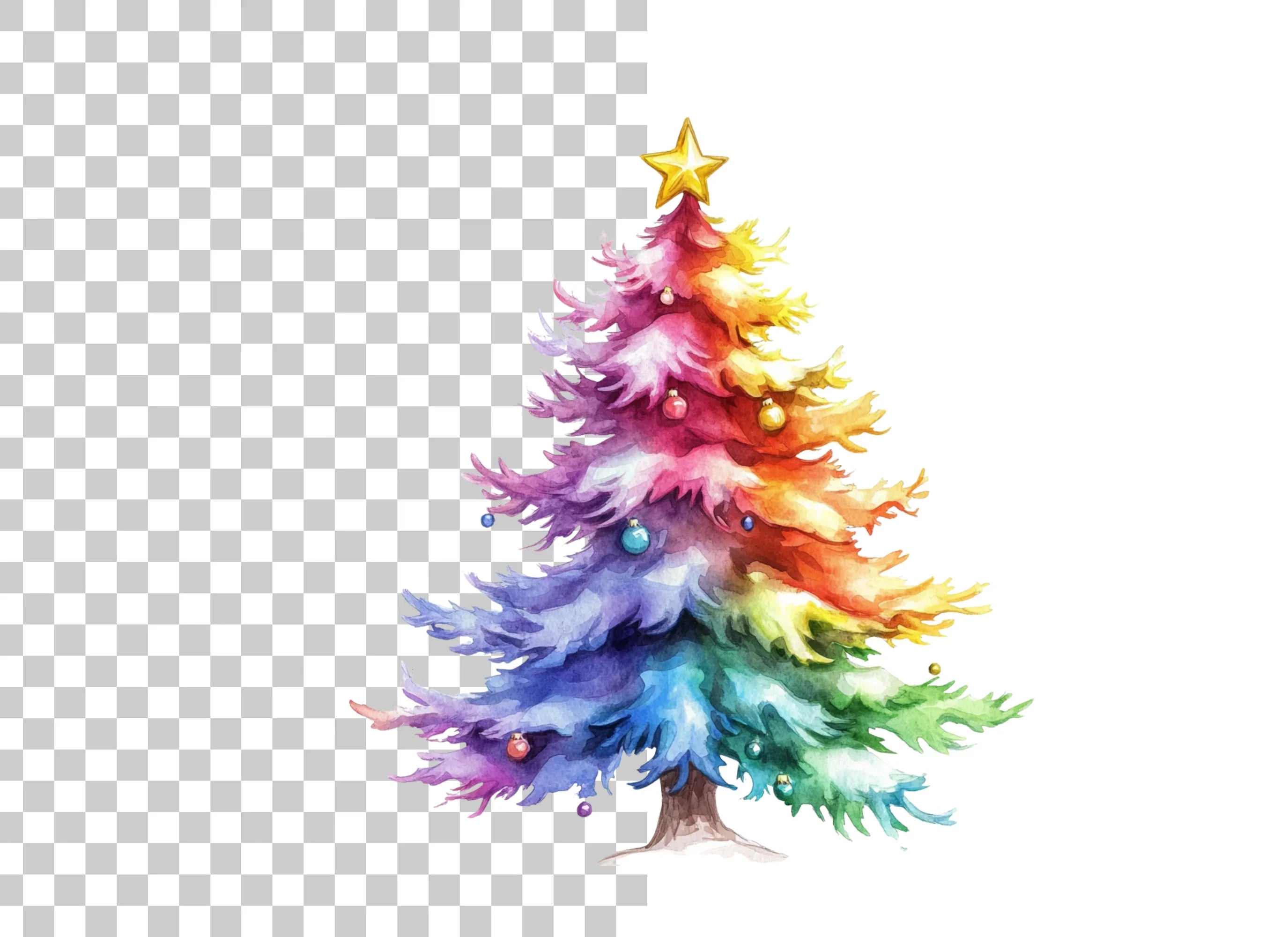 Rainbow Christmas Tree Clipart Bundle