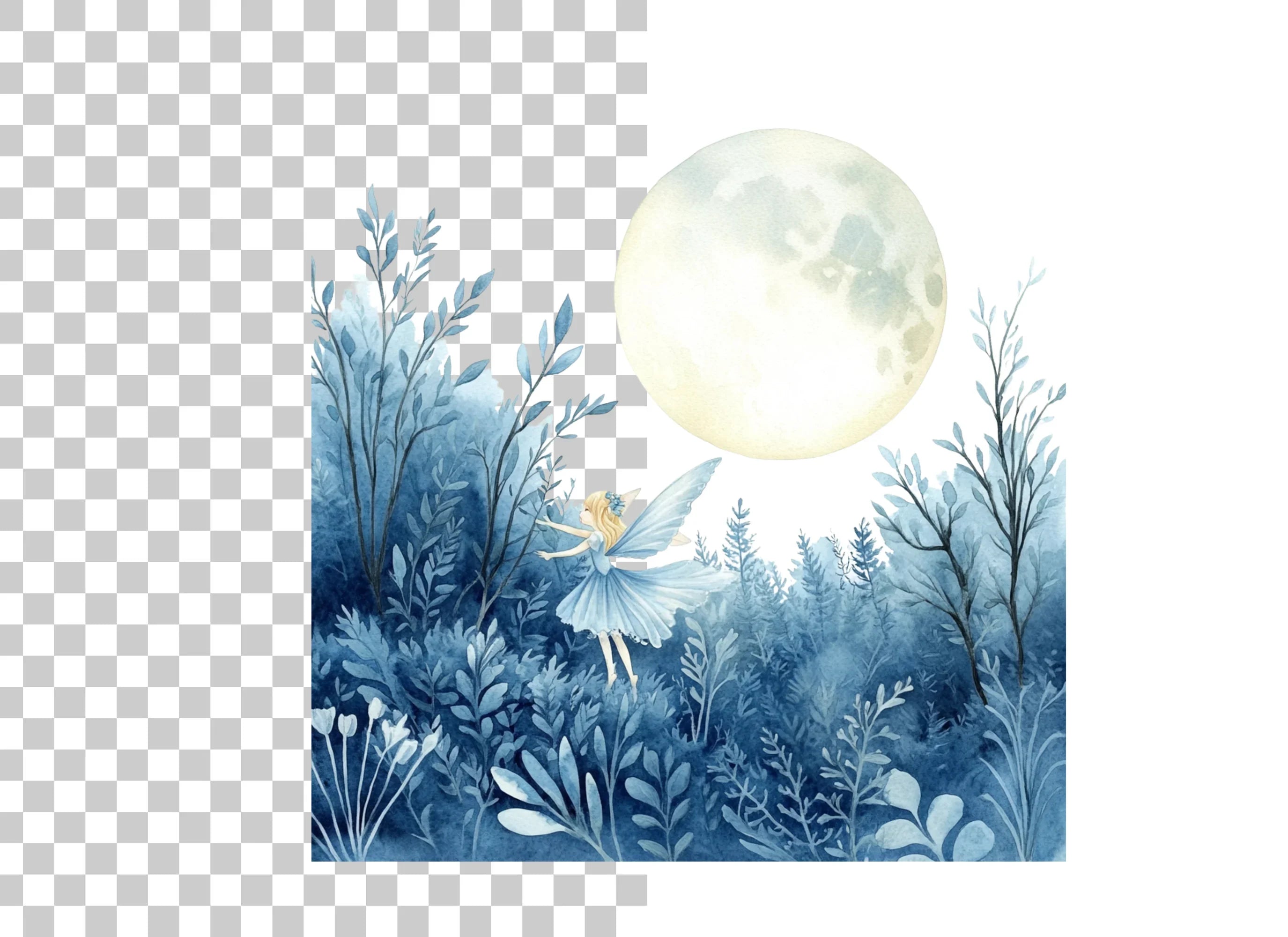Moonlit Fairy Forest Clipart Bundle