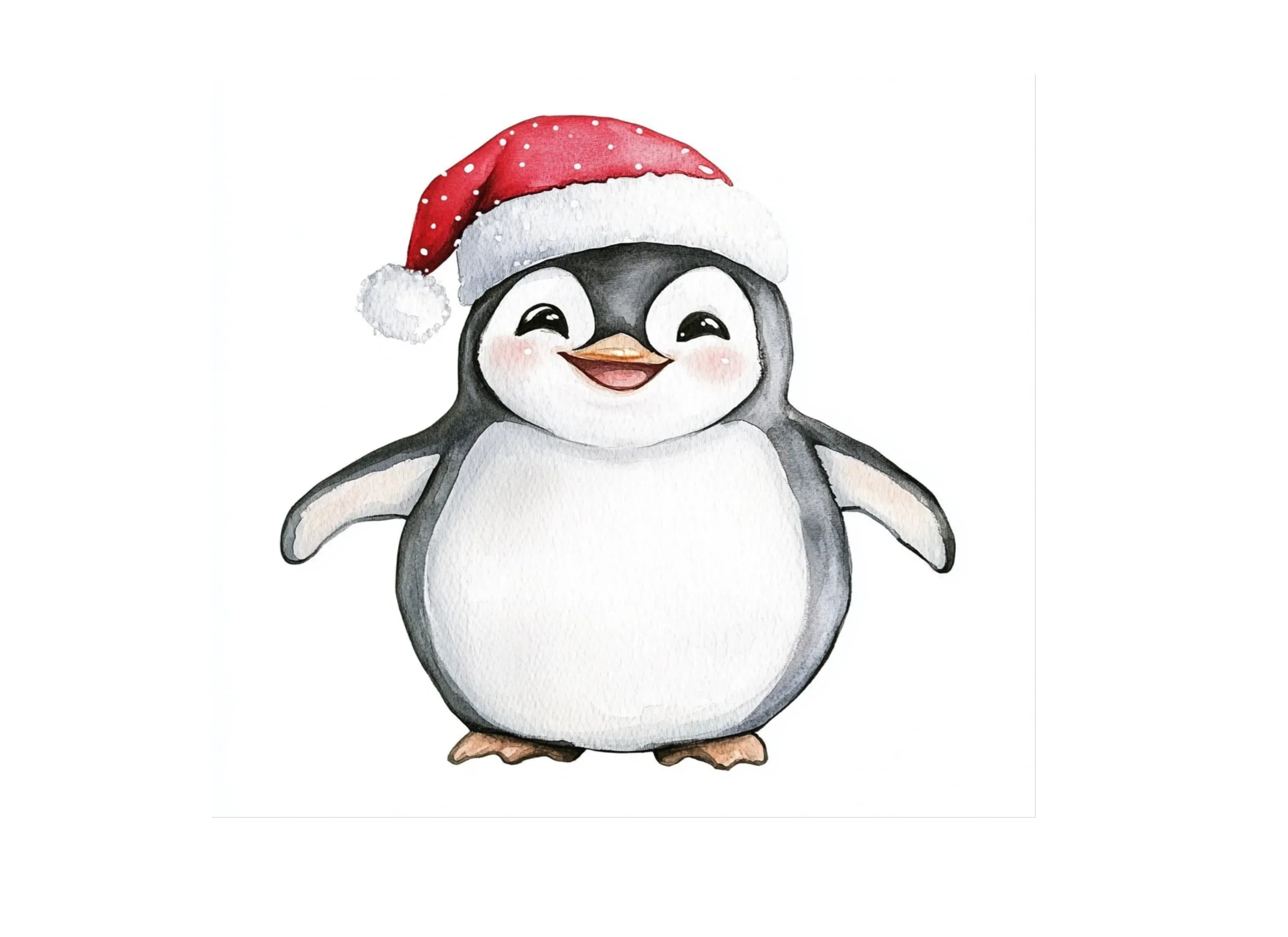 Christmas Penguin with Santa Hat Clipart Bundle