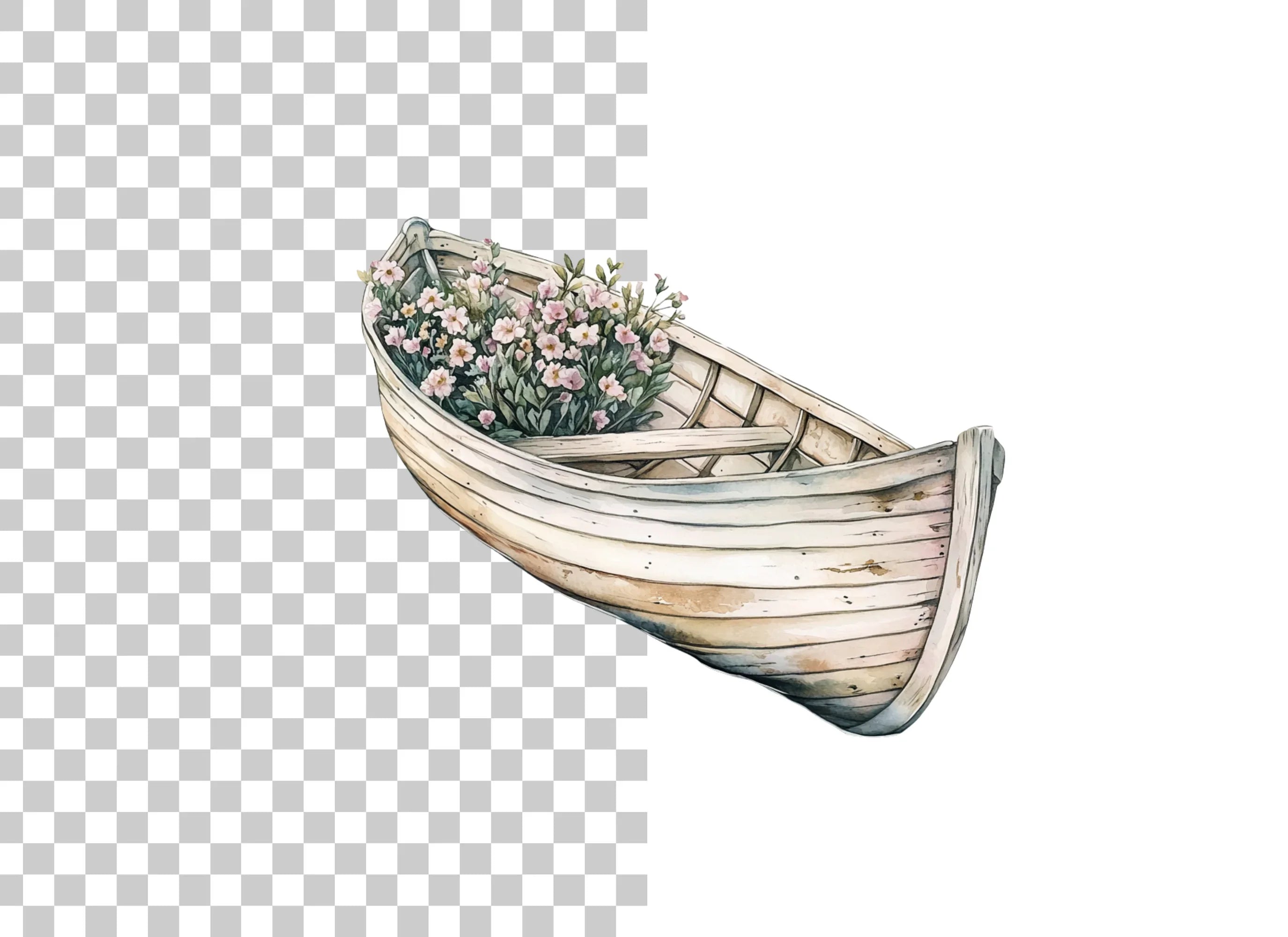 Charming Floral Boat Clipart Bundle