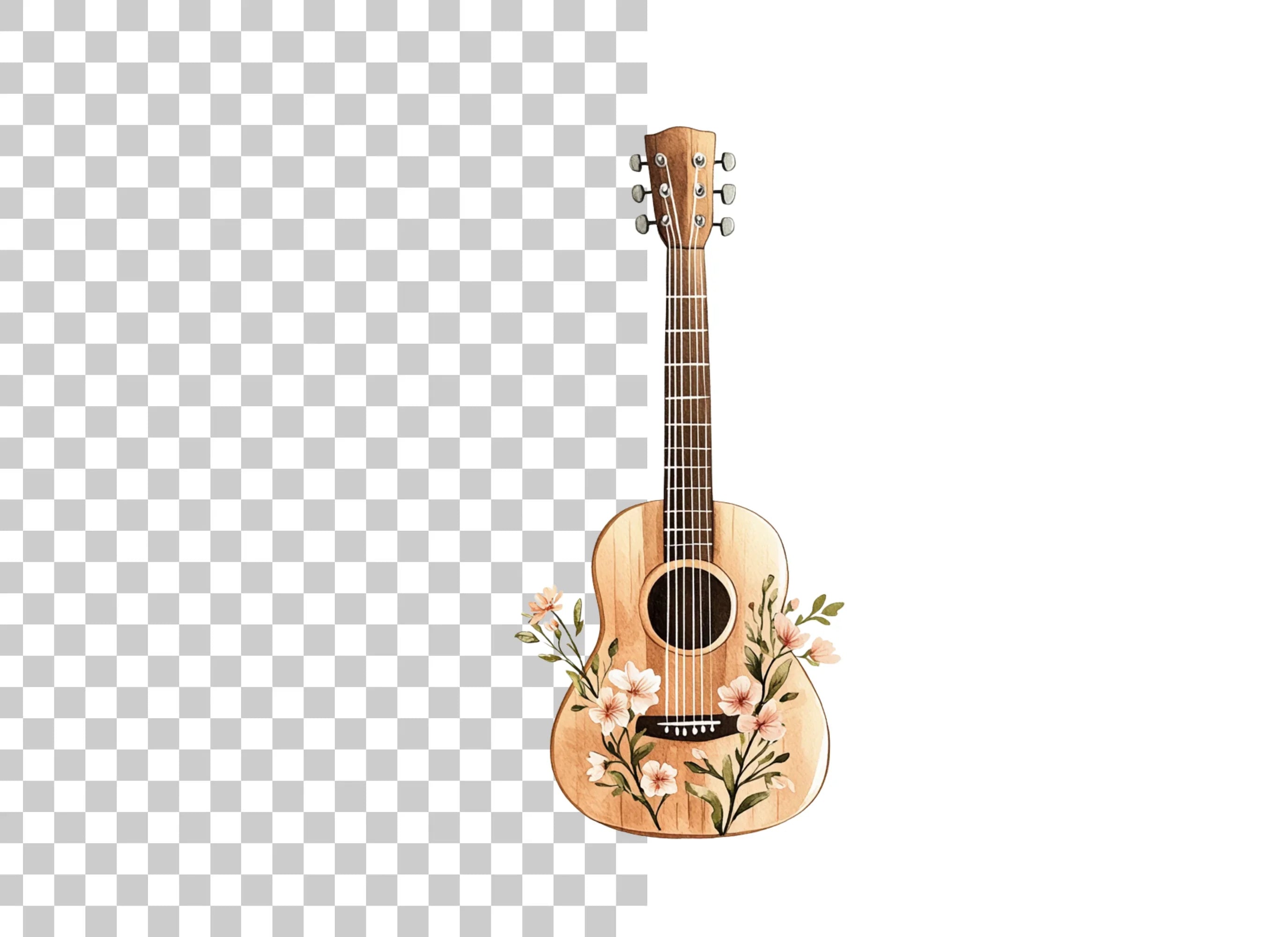 Elegant Floral Guitar Clipart Bundle