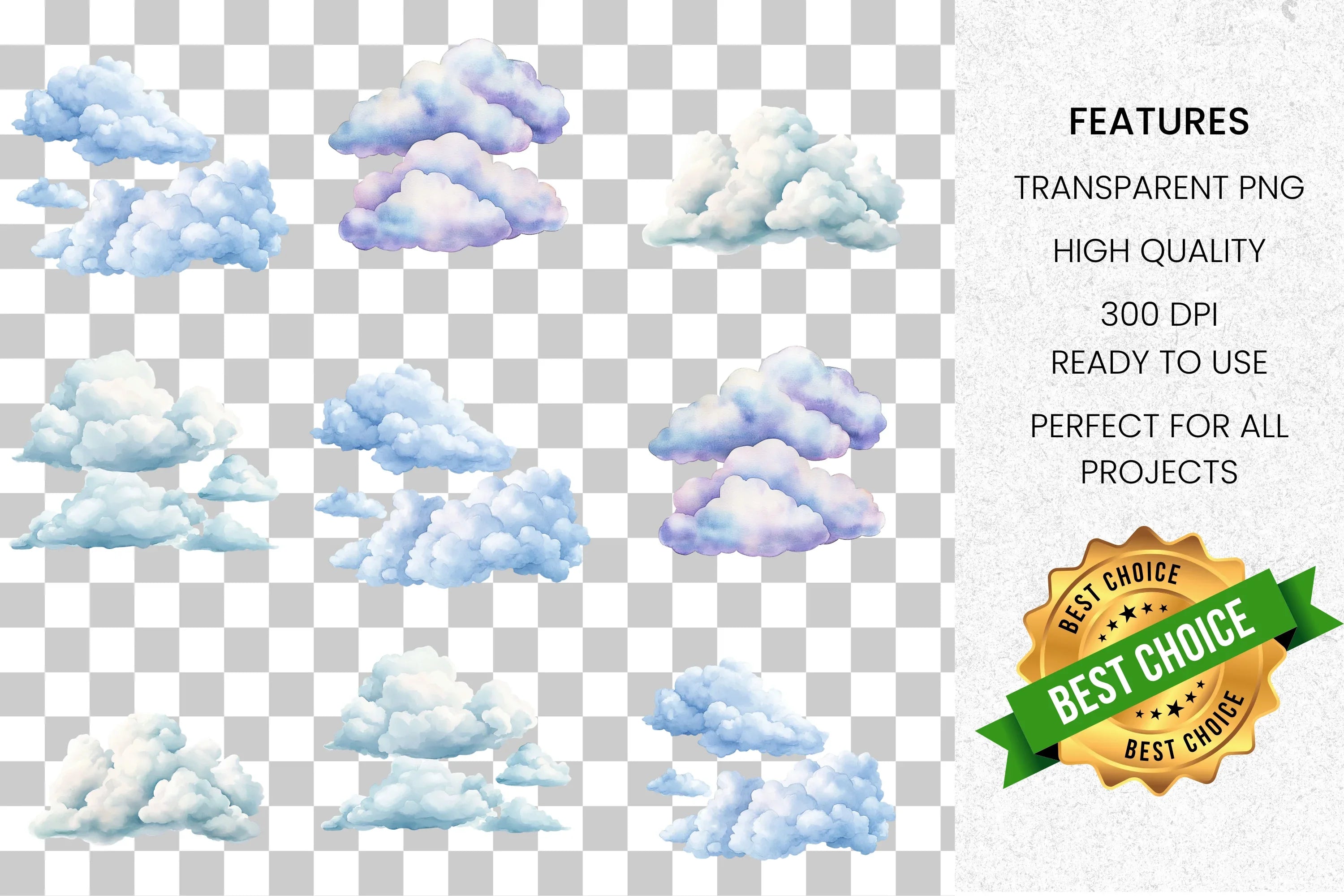 Soft Clouds Clipart Bundle
