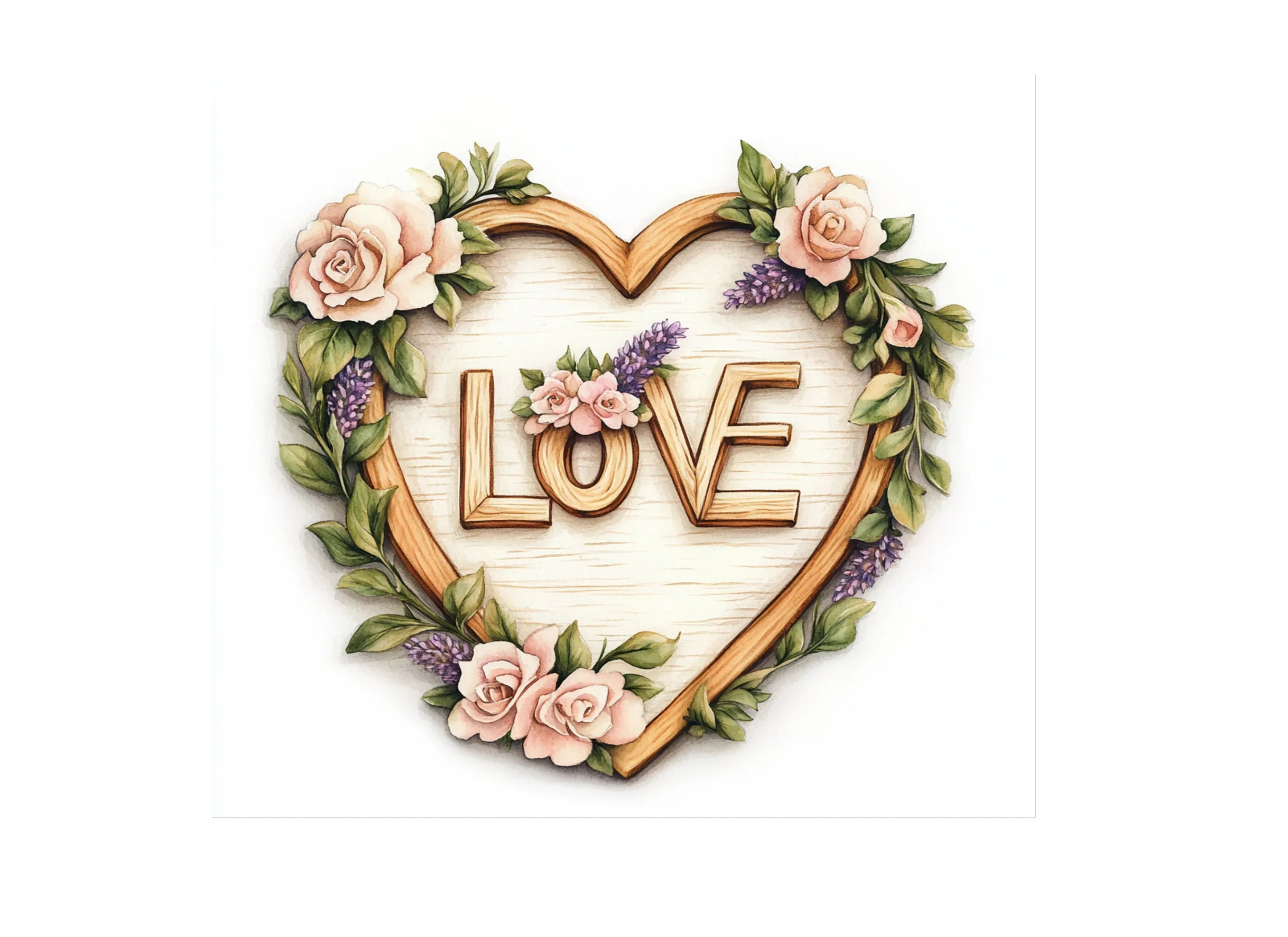 Rustic Floral Love Heart Clipart Bundle