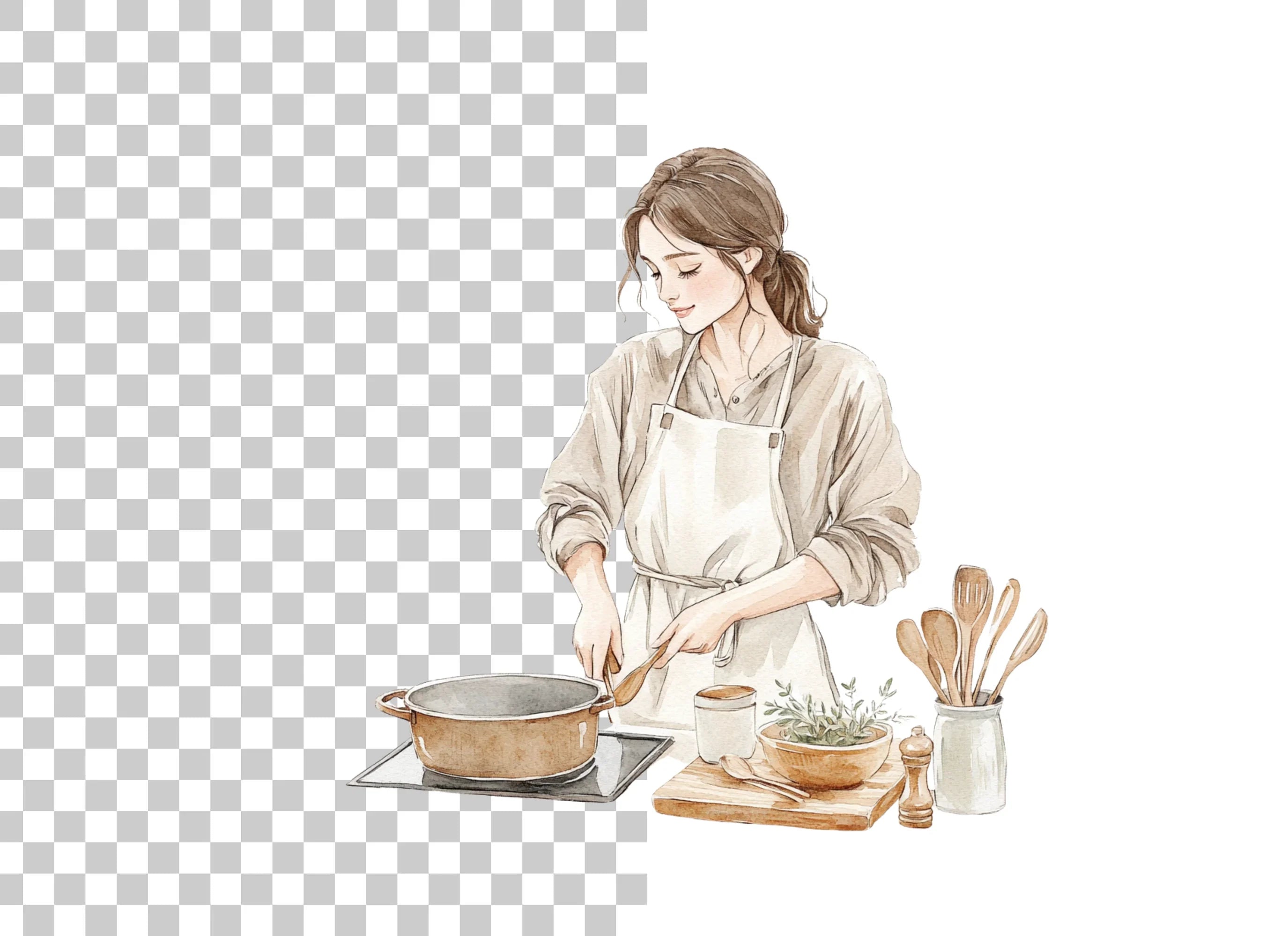 Stirring Pot Woman Clipart Bundle