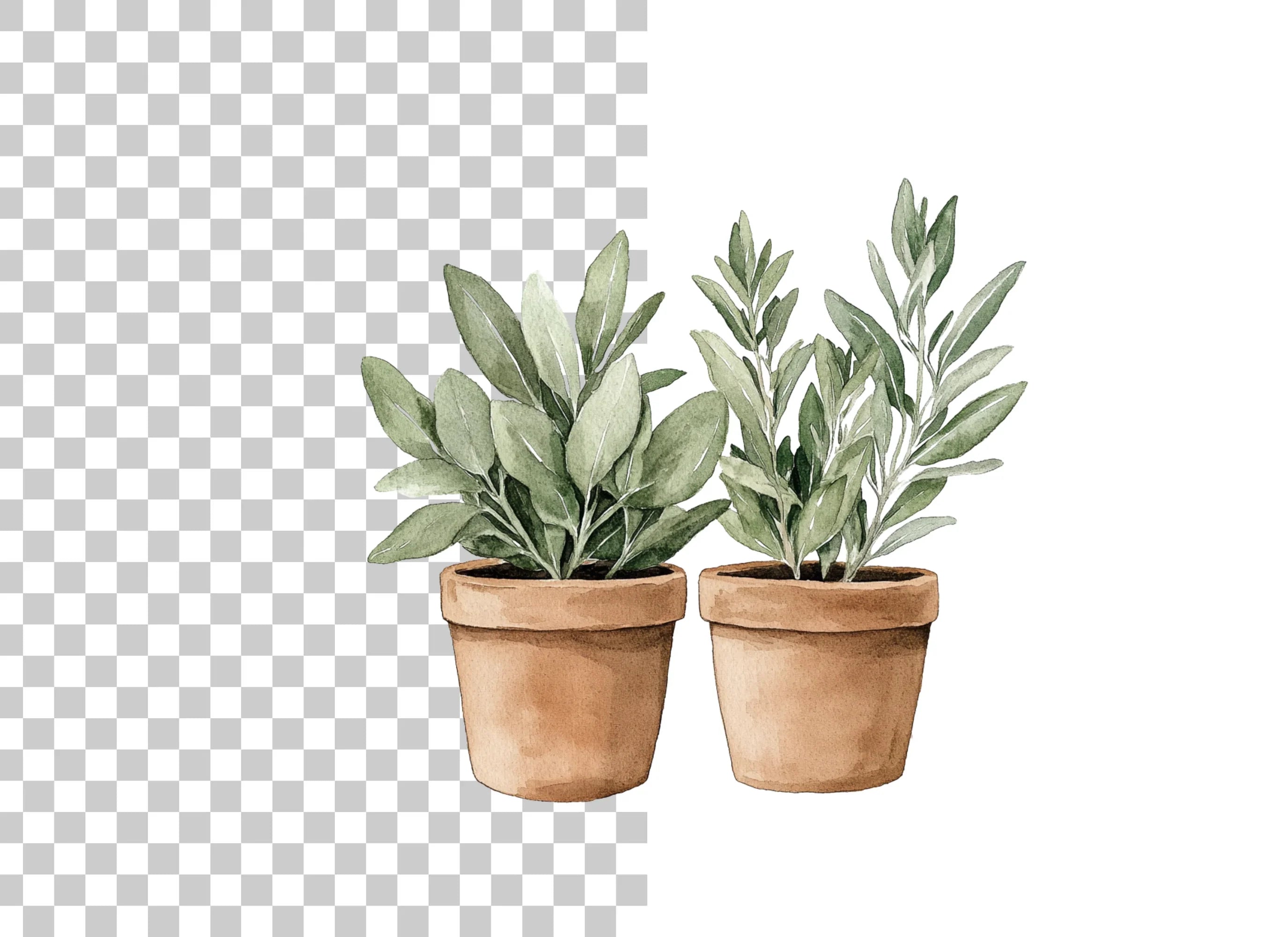 Potted Herbs Clipart Bundle