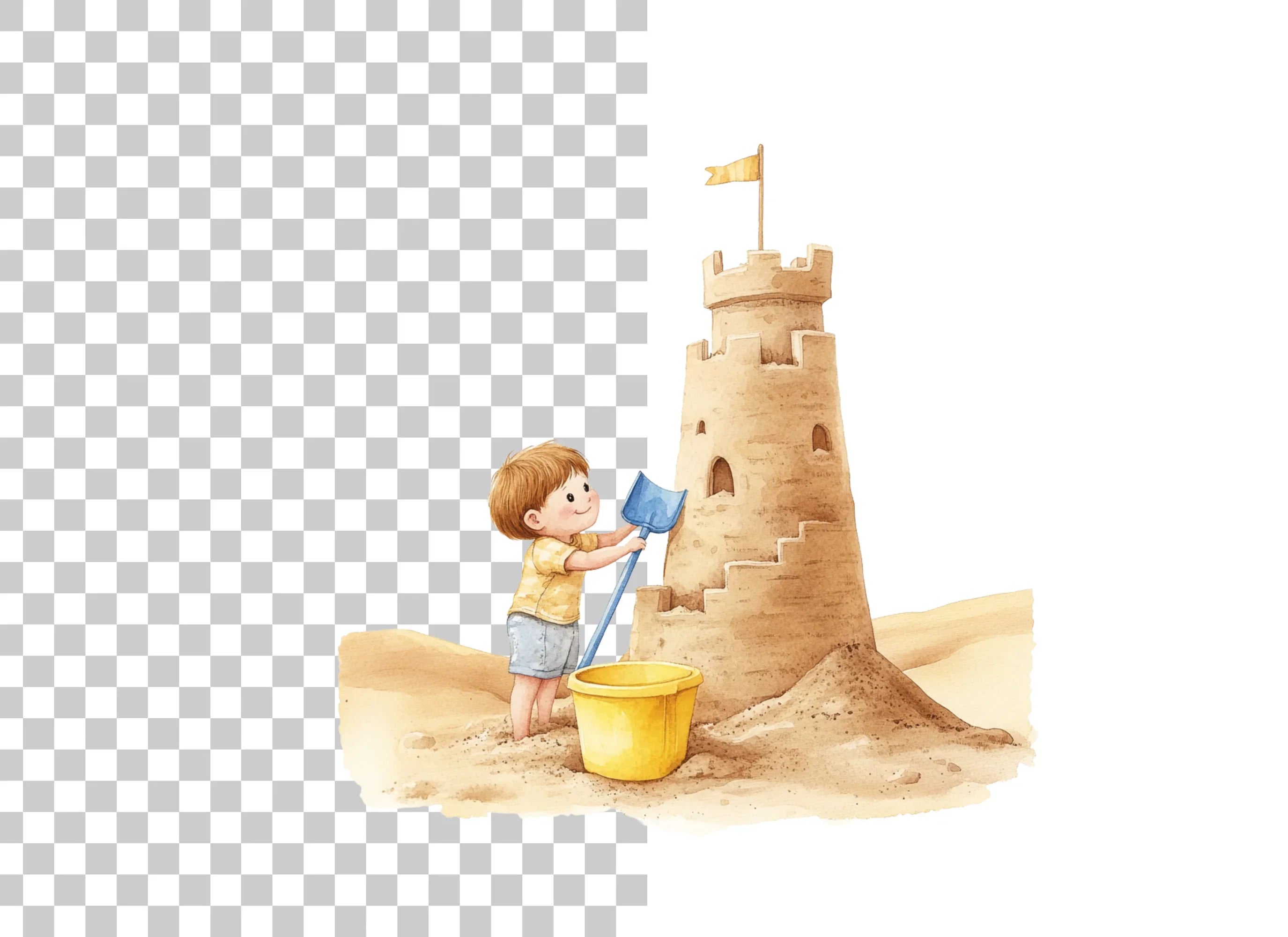 Kids Building Sandcastles Clipart Bundle