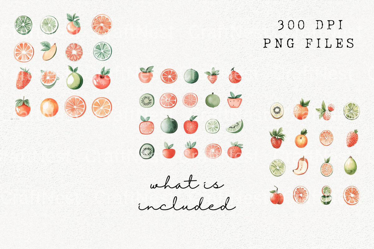 Fresh Fruit Clipart Bundle