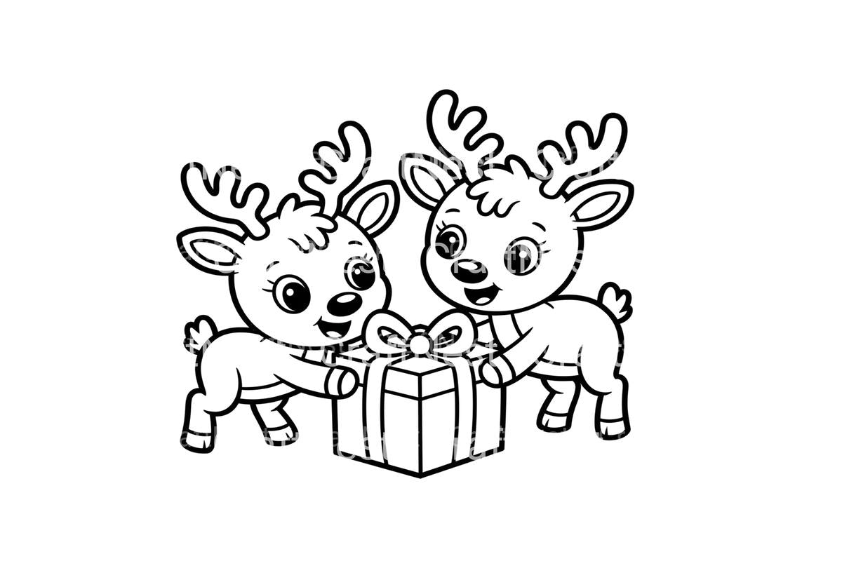 Cute Reindeer with Gifts Coloring Books