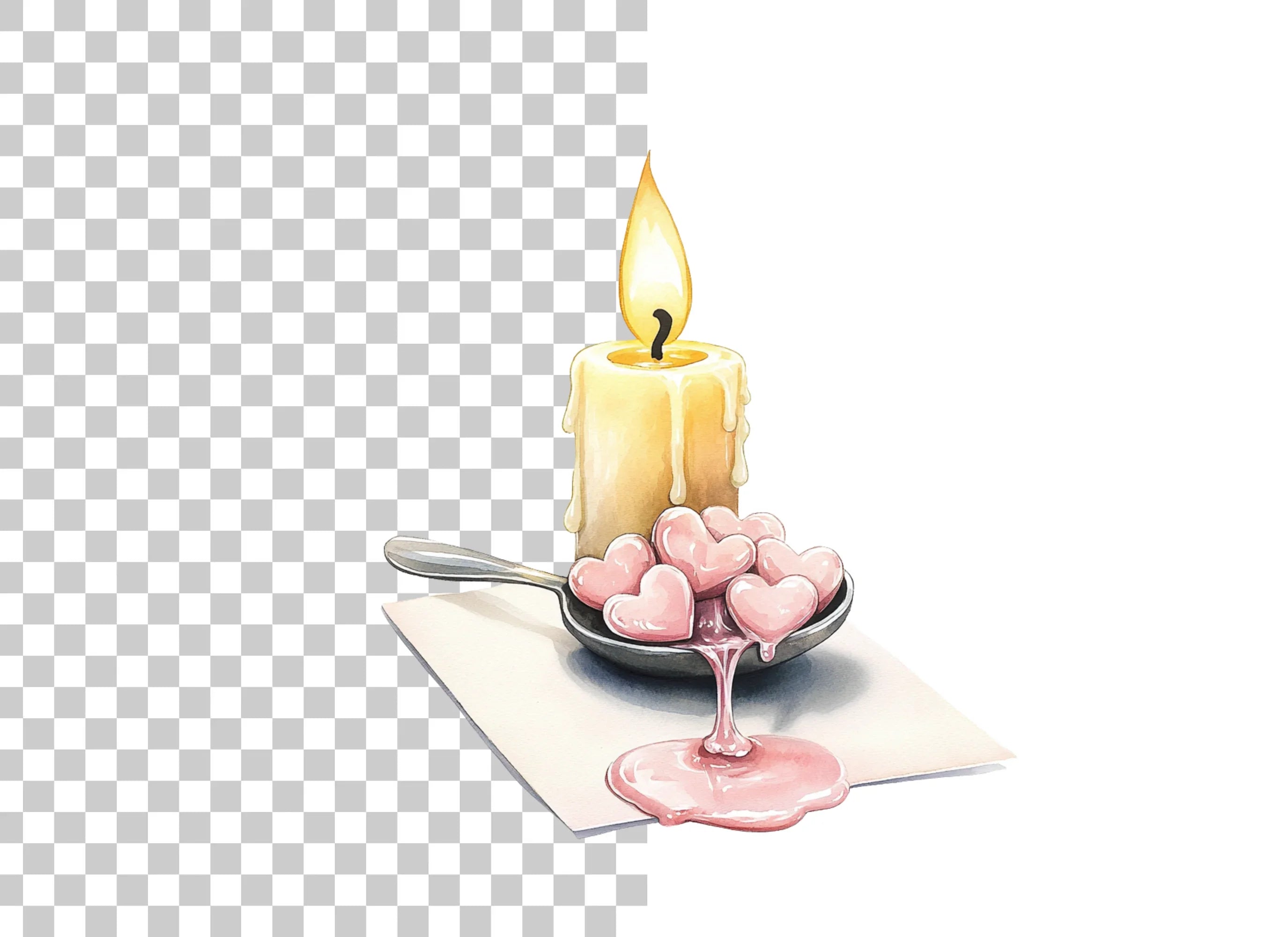 Romantic Candle Heart Clipart Bundle