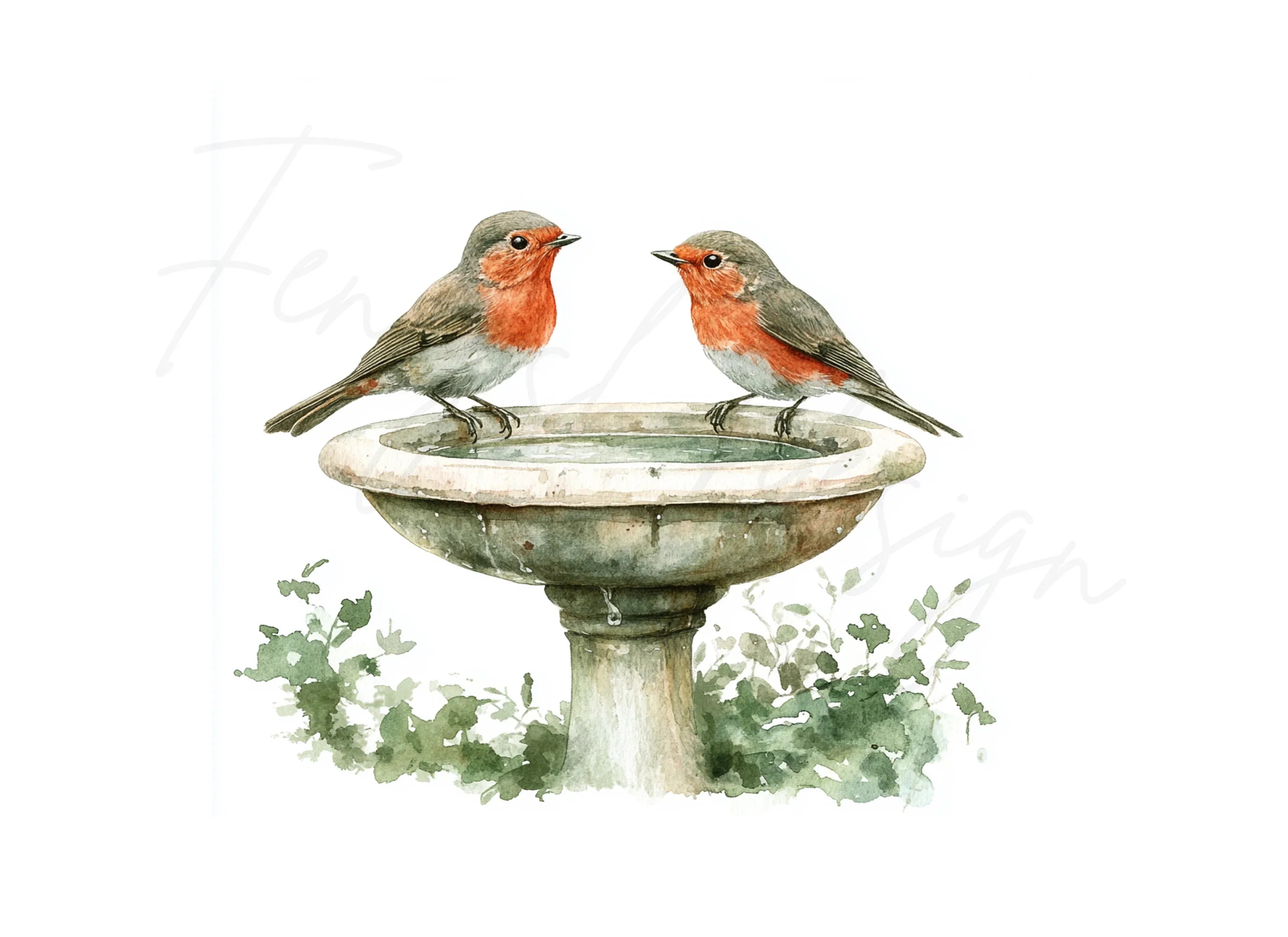 Charming Bird Bath Clipart Bundle