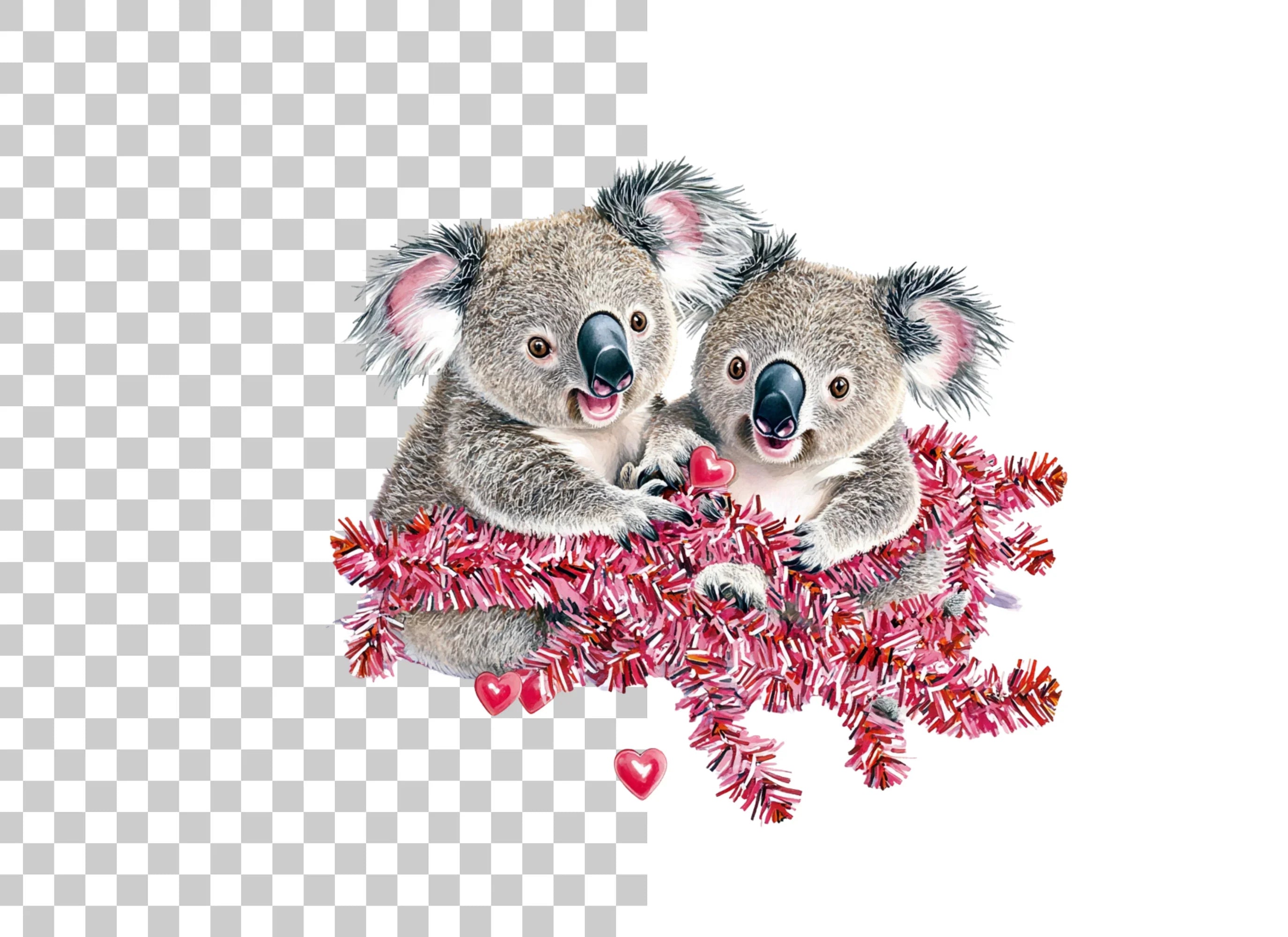 Adorable Koala Couple Valentine Clipart Bundle