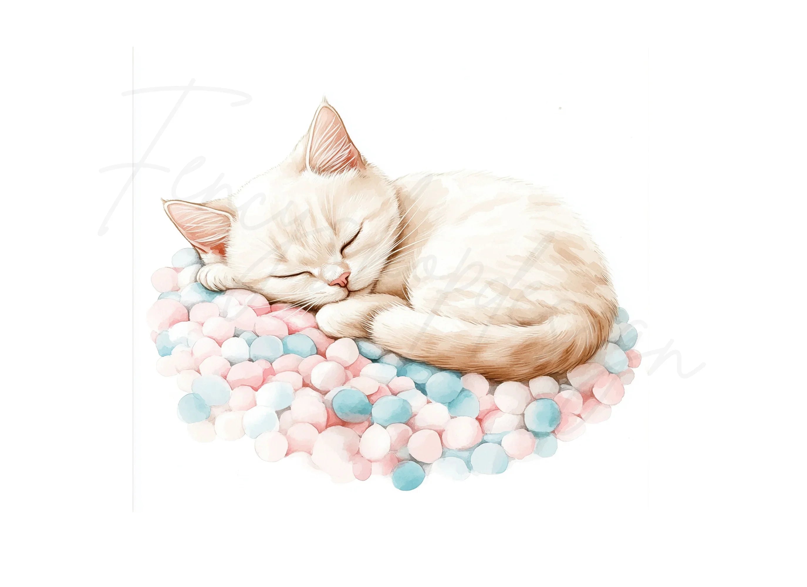 Sleeping Kitten on Candy Clipart Bundle