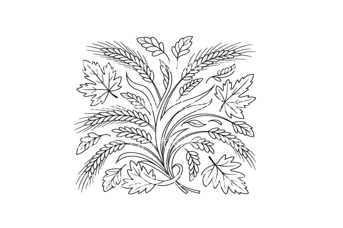 Autumn Harvest Wheat and Leaves Coloring Books