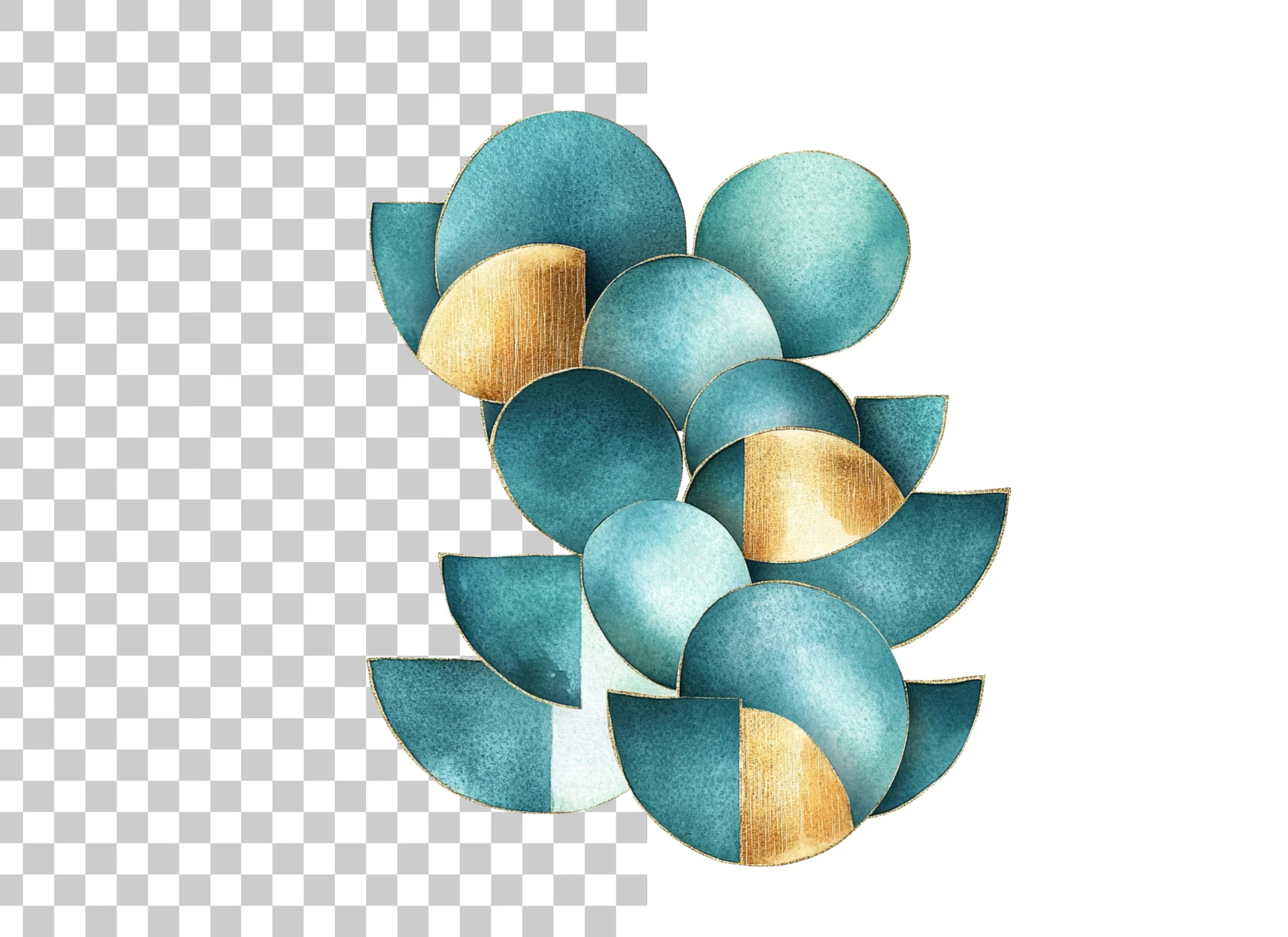 Geometric Teal Gold Abstract Clipart Bundle