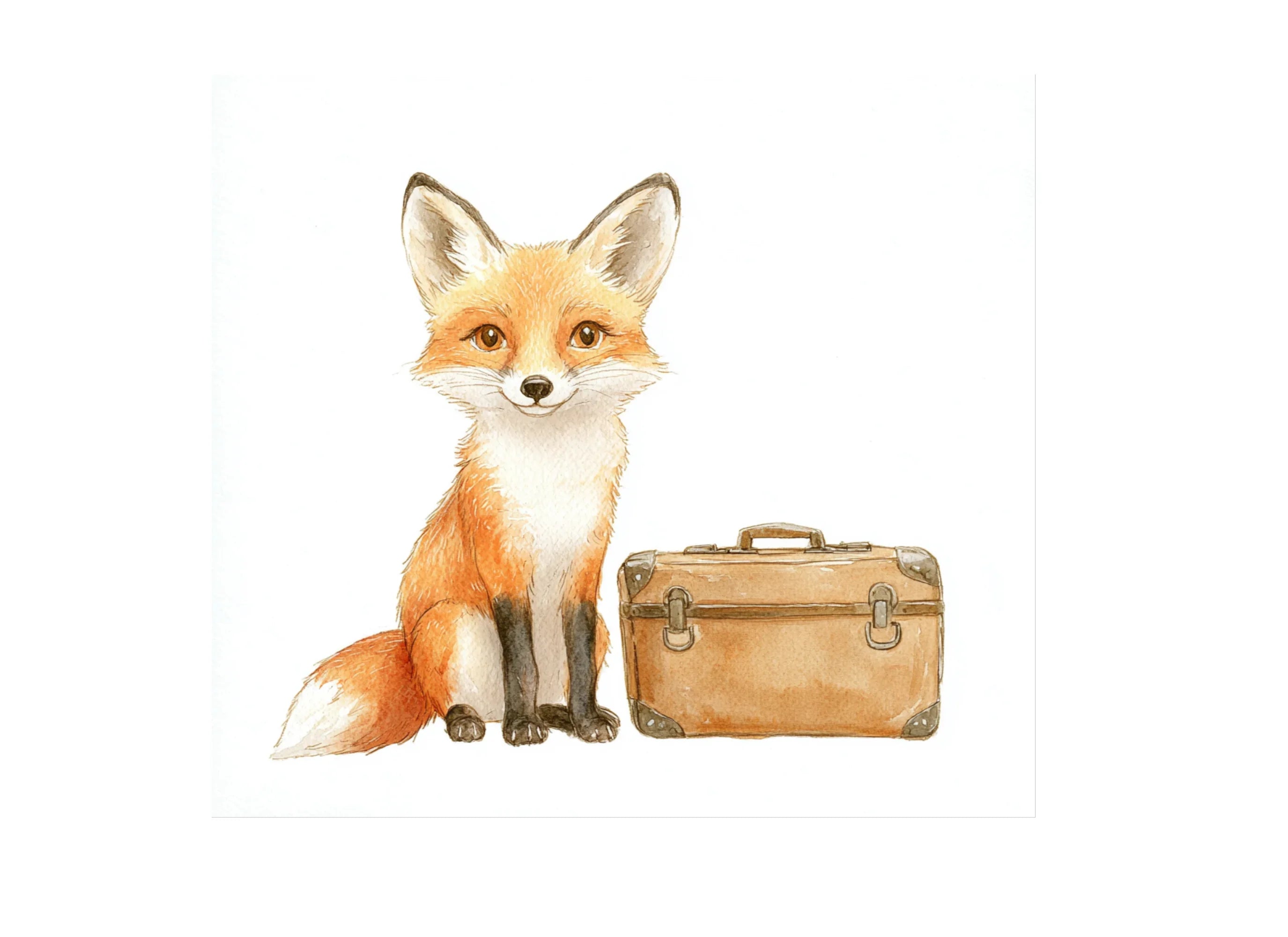 Traveling Fox with Suitcase Clipart Bundle