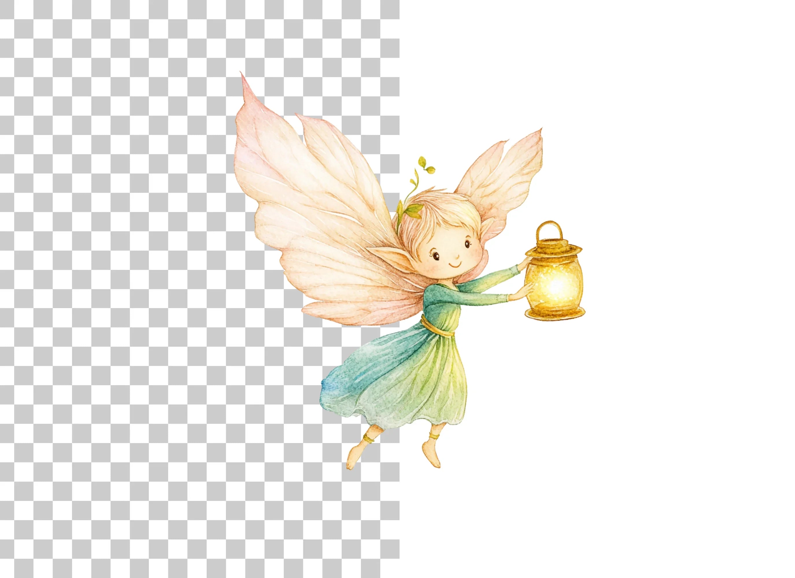 Enchanting Fairy with Glowing Lantern Clipart Bundle