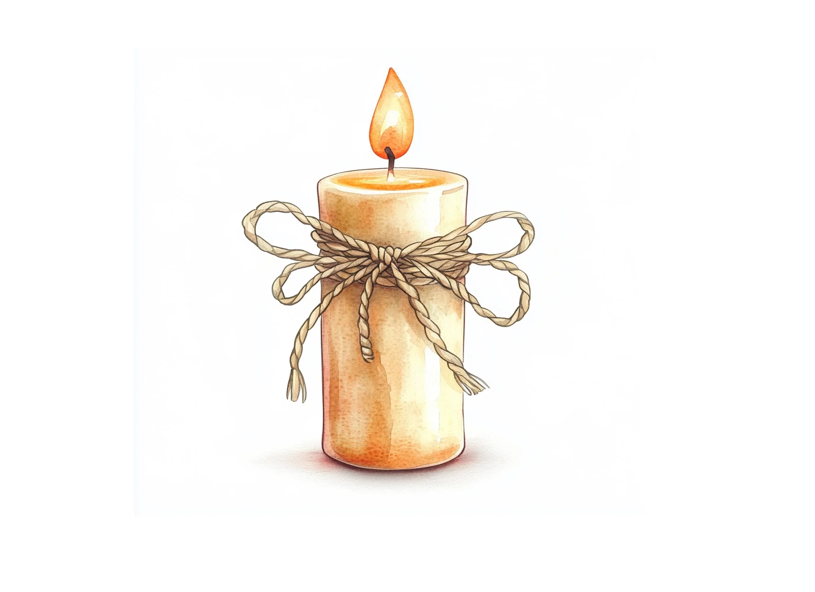 Rustic Tied Candle Clipart Bundle