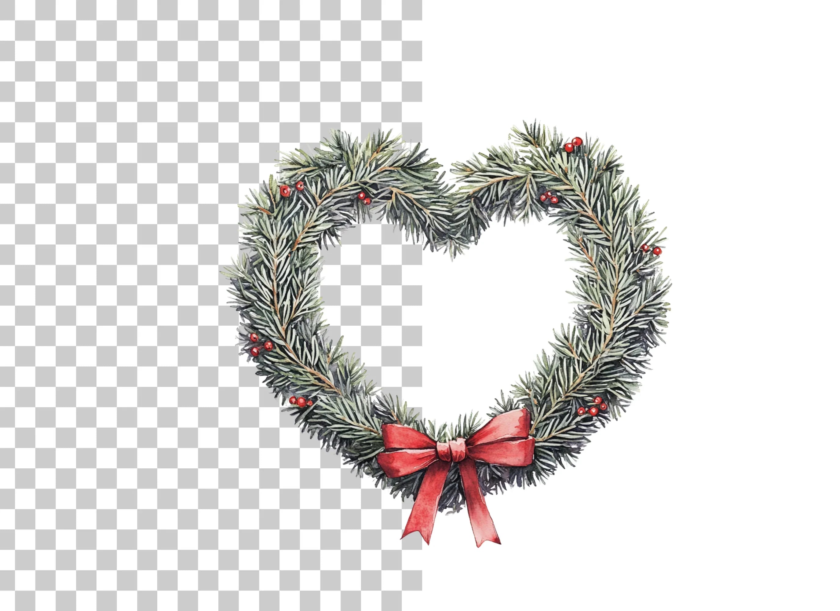 Heart Shaped Christmas Wreath Clipart Bundle