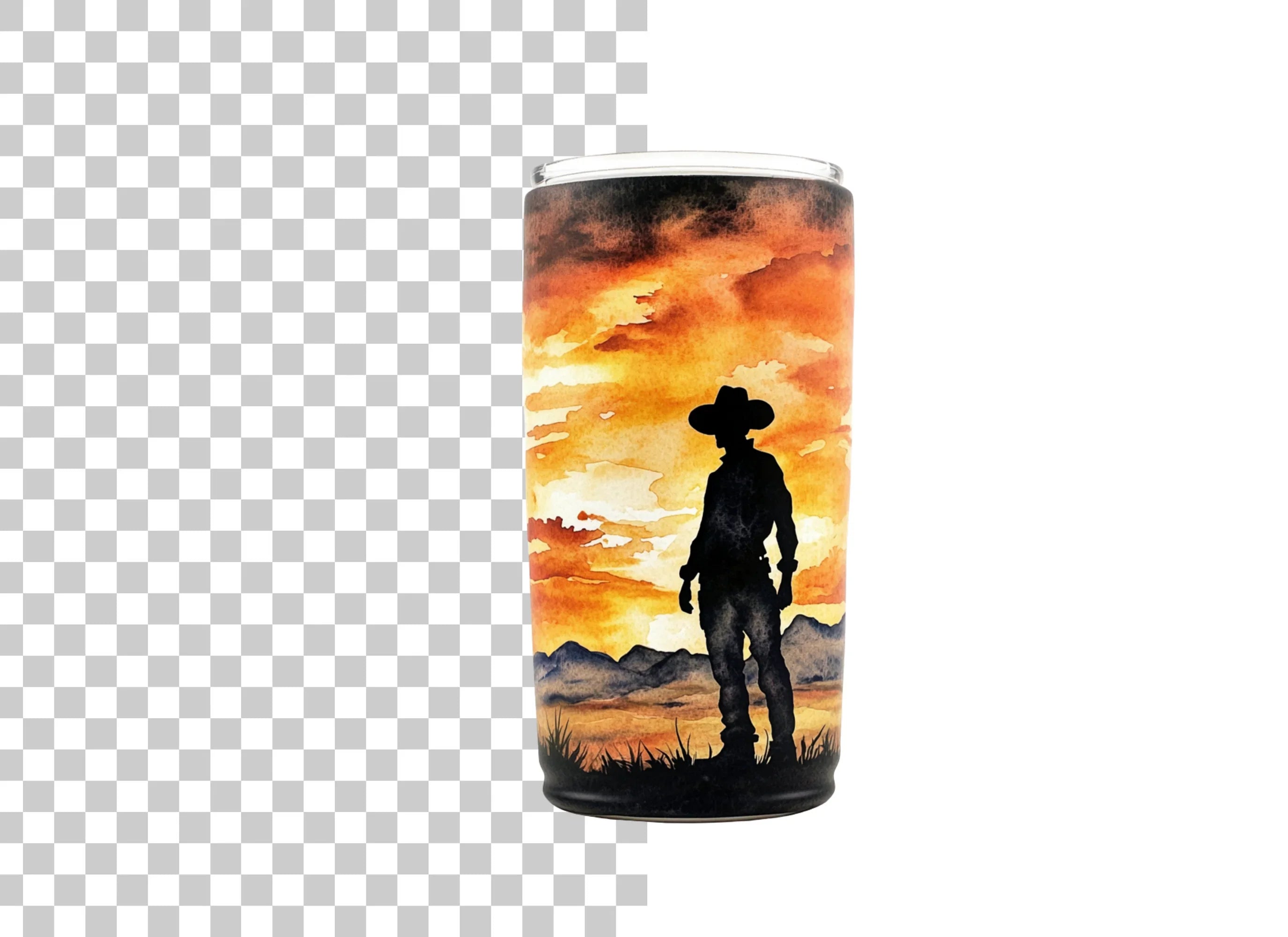 Cowboy Sunset Tumbler Clipart Bundle