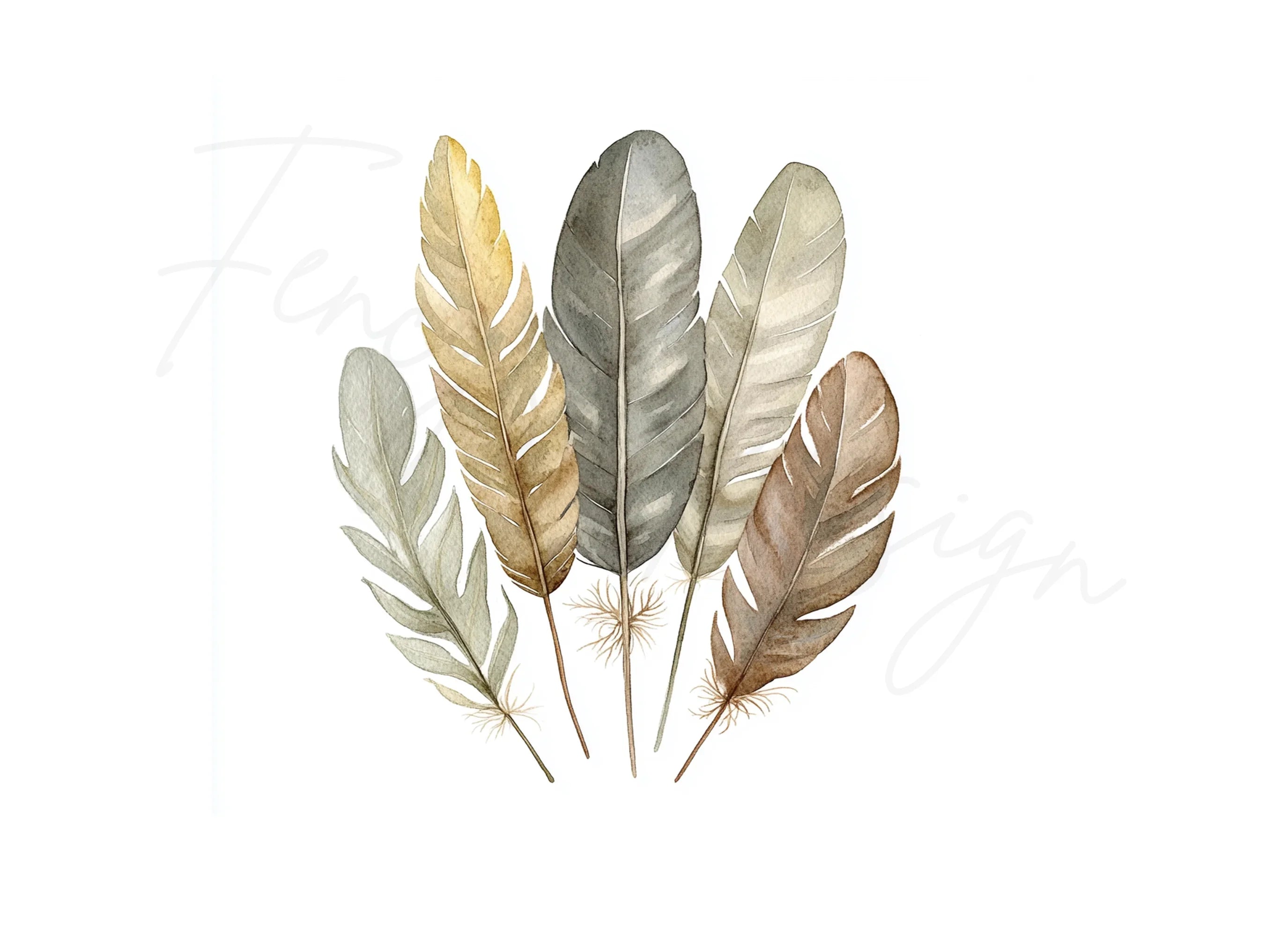 Earthy Tone Feather Grass Clipart Bundle