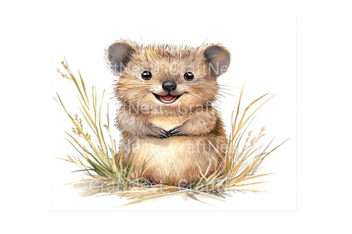 Adorable Quokka In Grass Clipart Bundle