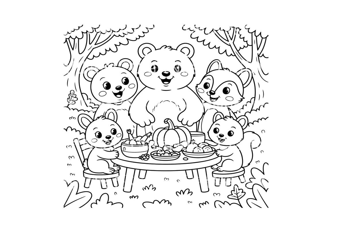 Thanksgiving Feast Animal Coloring Books