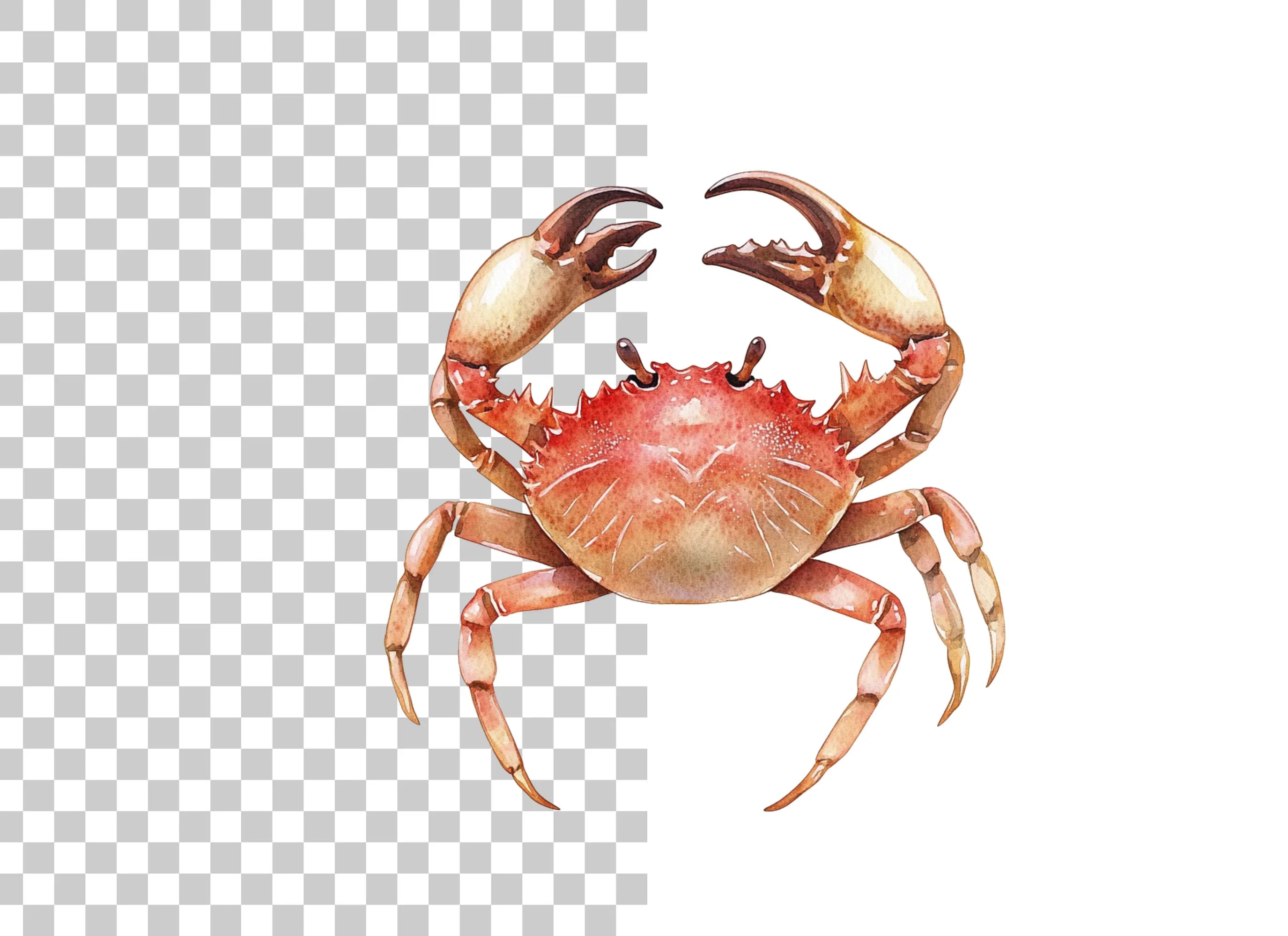 Red Crab Illustration Clipart Bundle