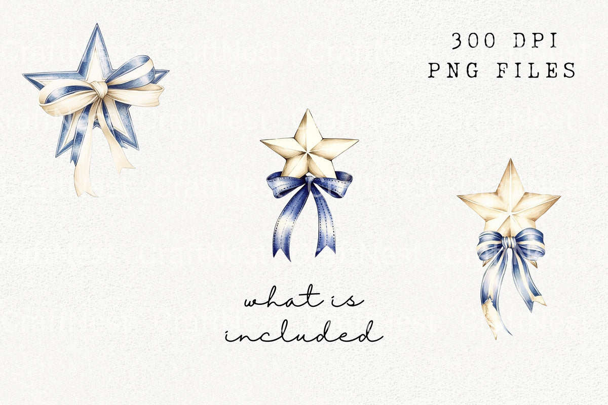 Star With Ribbon Clipart Bundle