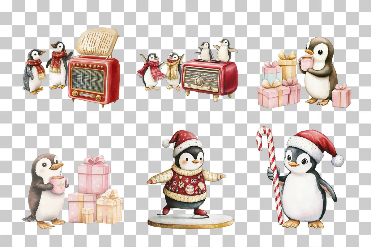 Cute Christmas Penguin Clipart Bundle - CraftNest - Digital Crafting and Art