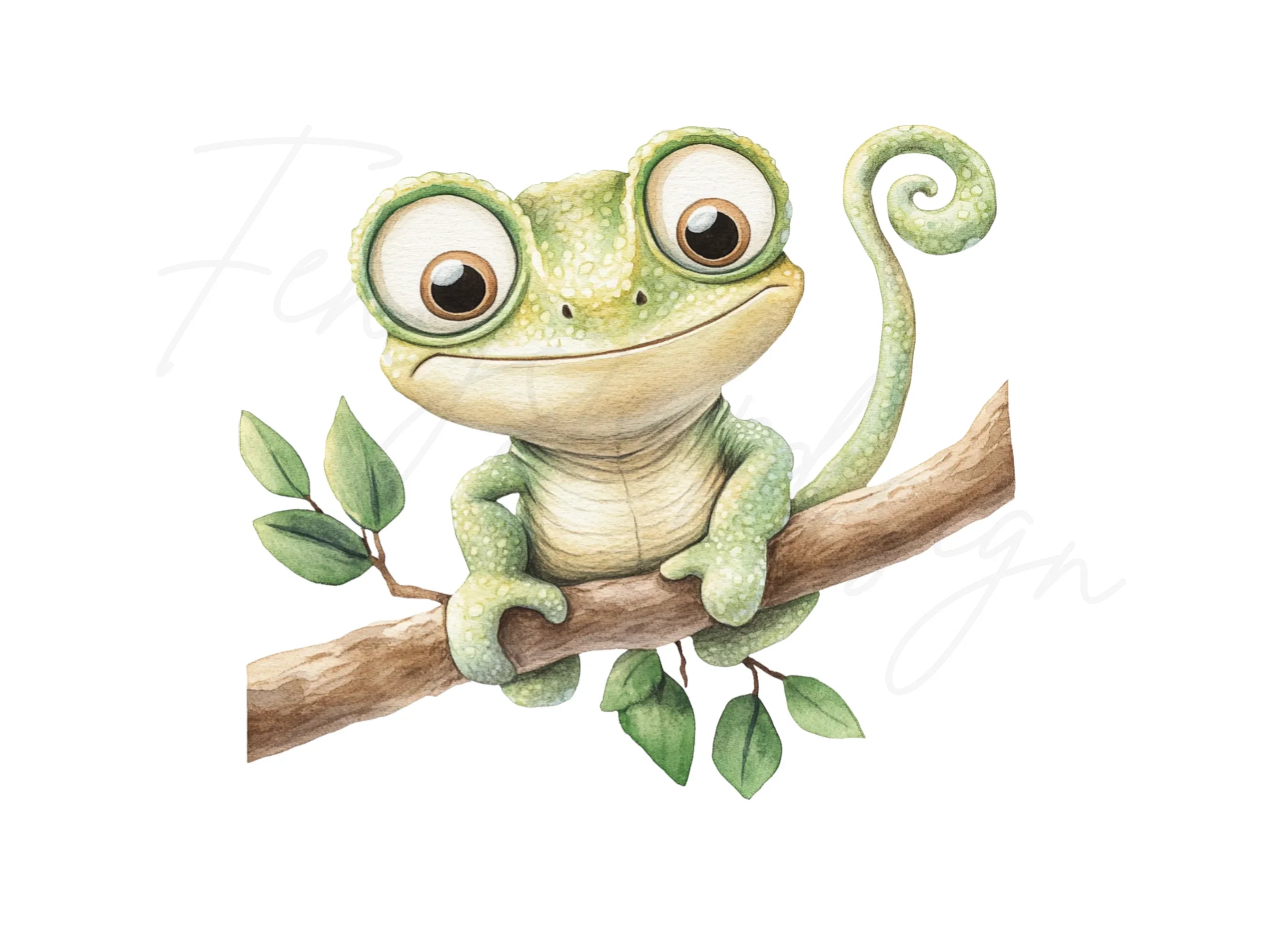 Cute Chameleon Clipart Bundle