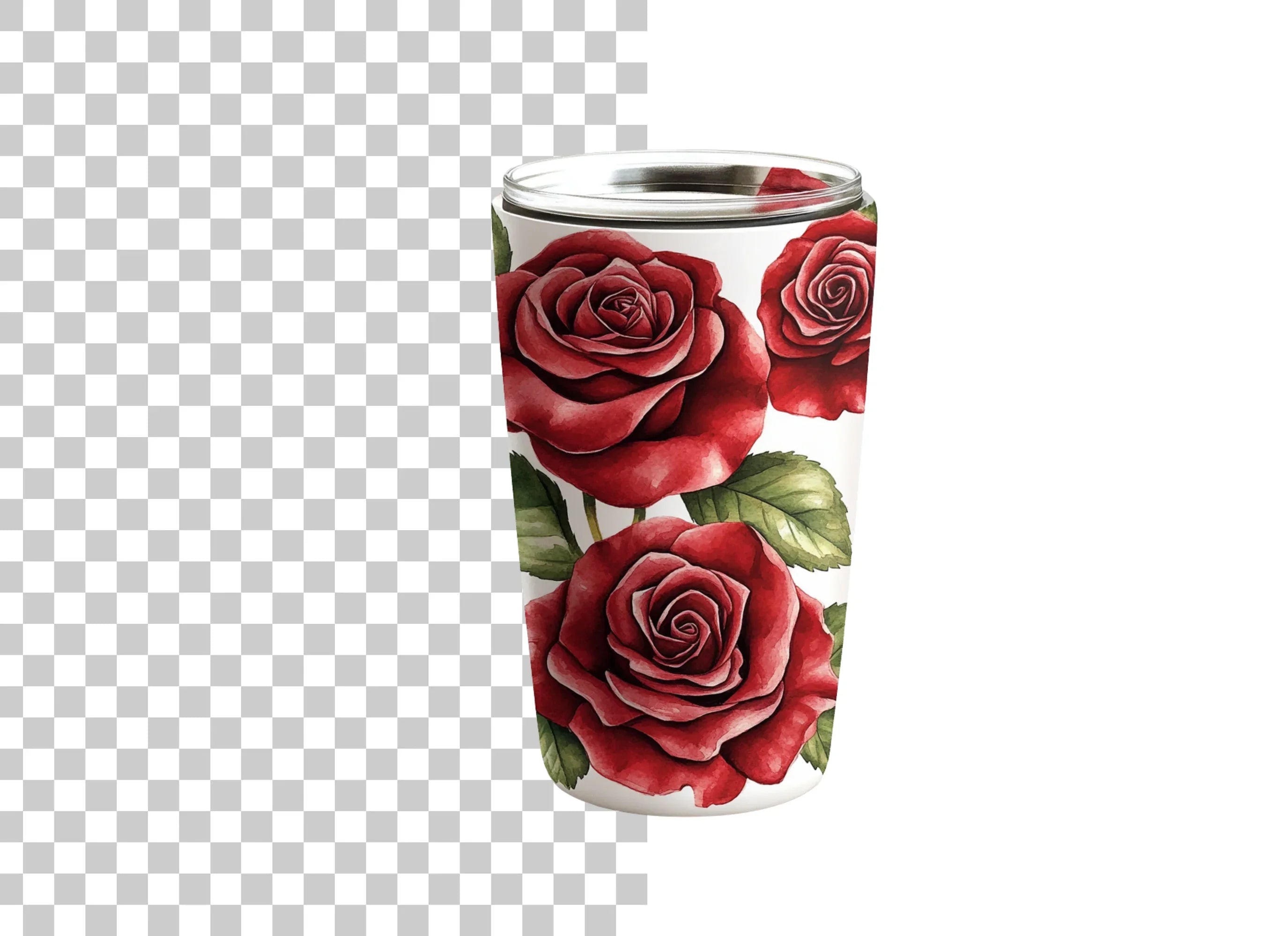 Elegant Red Roses Tumbler Clipart Bundle