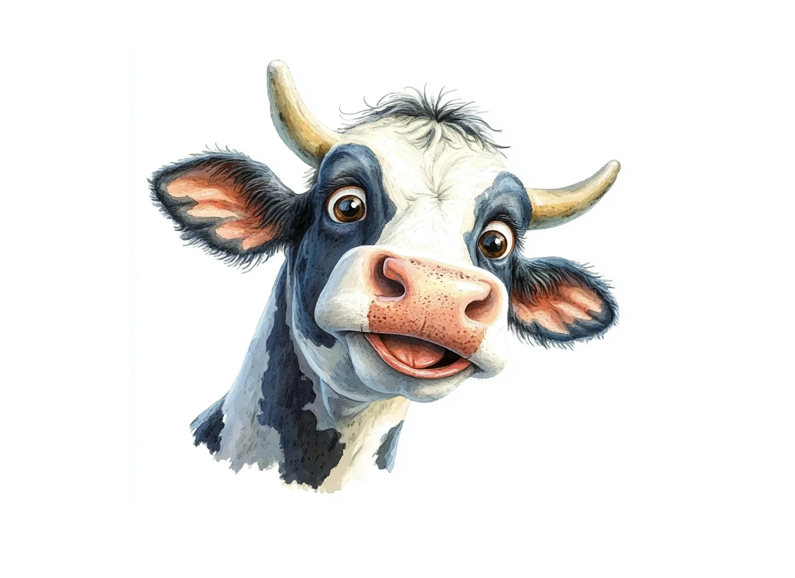Funny Holstein Cow Faces Clipart Bundle