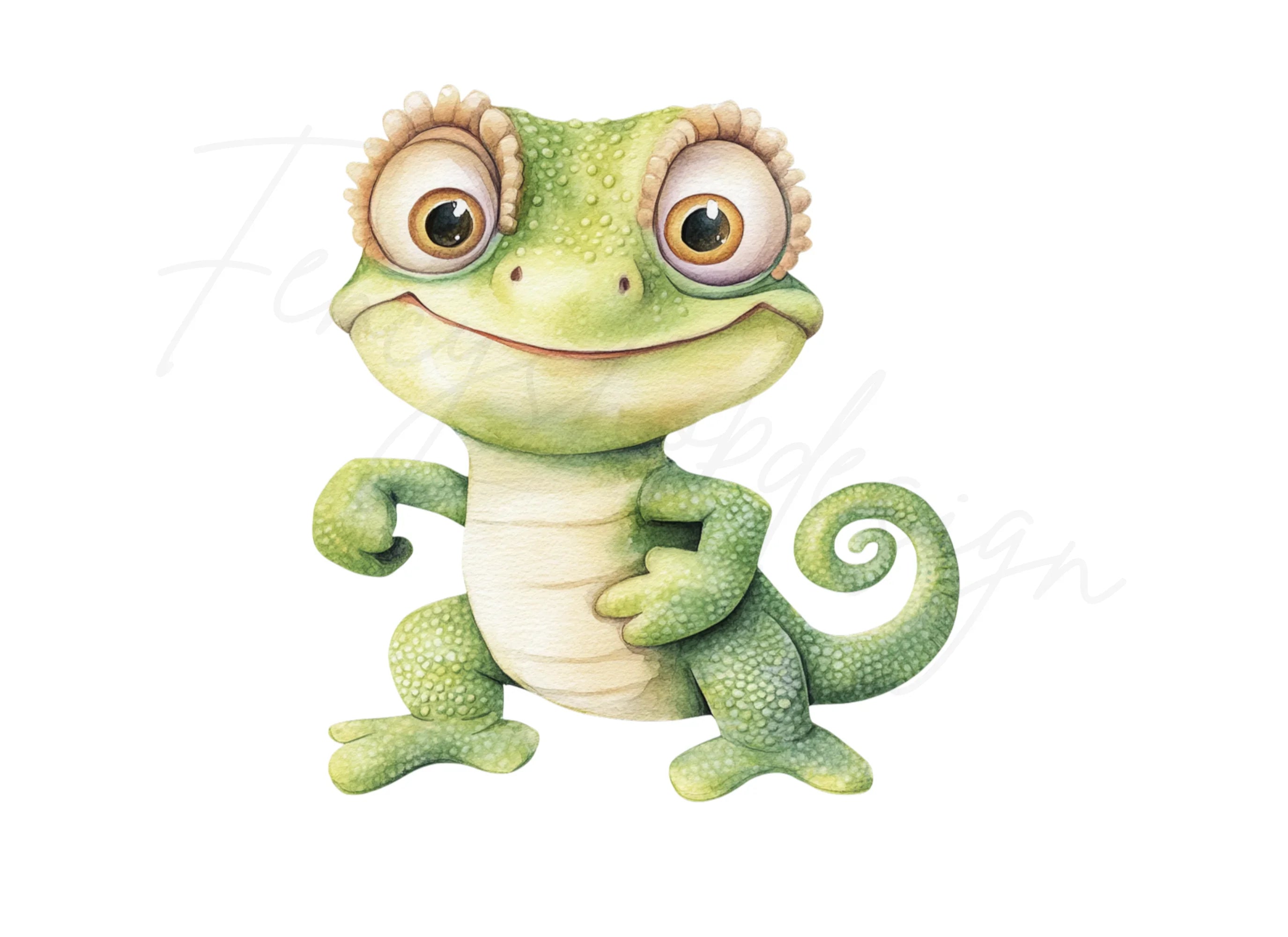Charming Baby Chameleon Clipart Bundle