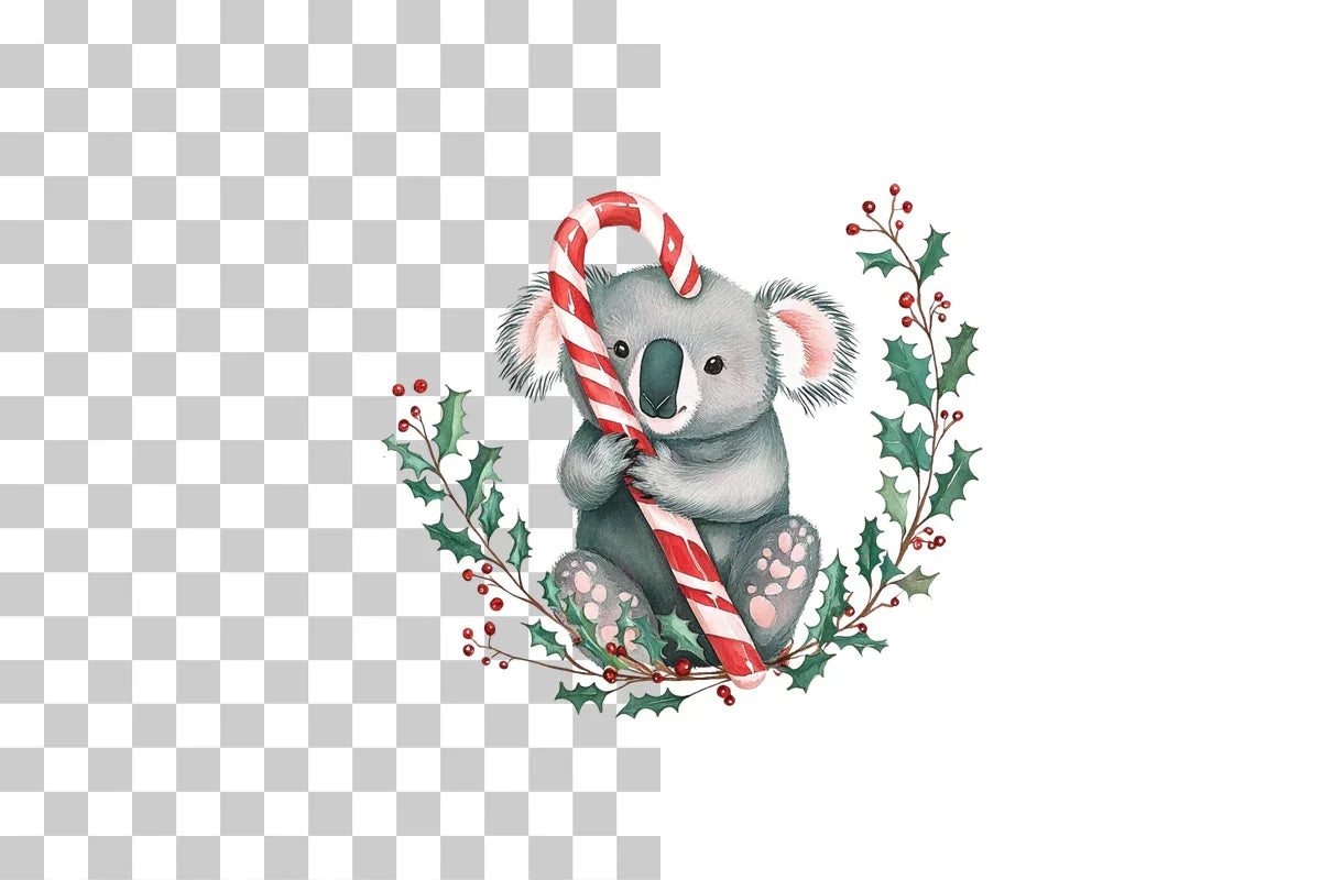 Cute Christmas Koala Candy Cane Clipart Bundle - CraftNest - Digital Crafting and Art