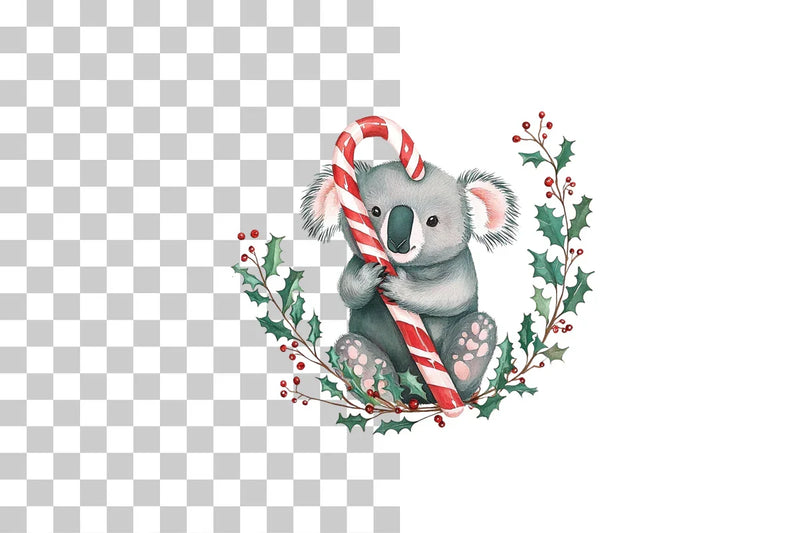 Cute Christmas Koala Candy Cane Clipart Bundle - CraftNest - Digital Crafting and Art