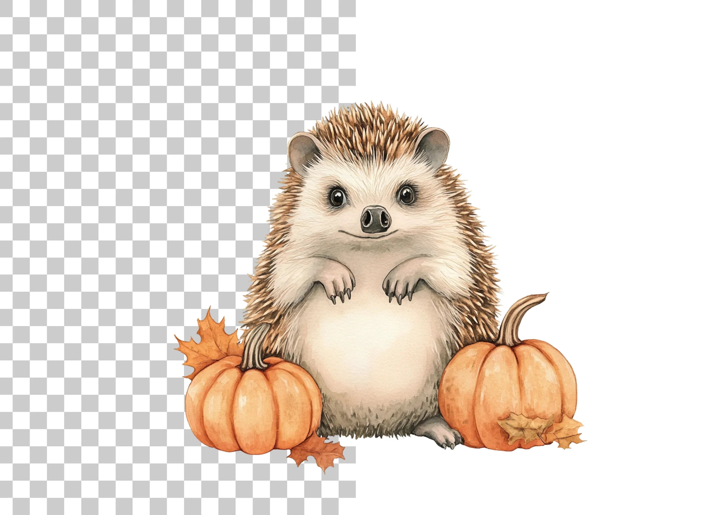 Hedgehog and Pumpkins Fall Clipart Bundle