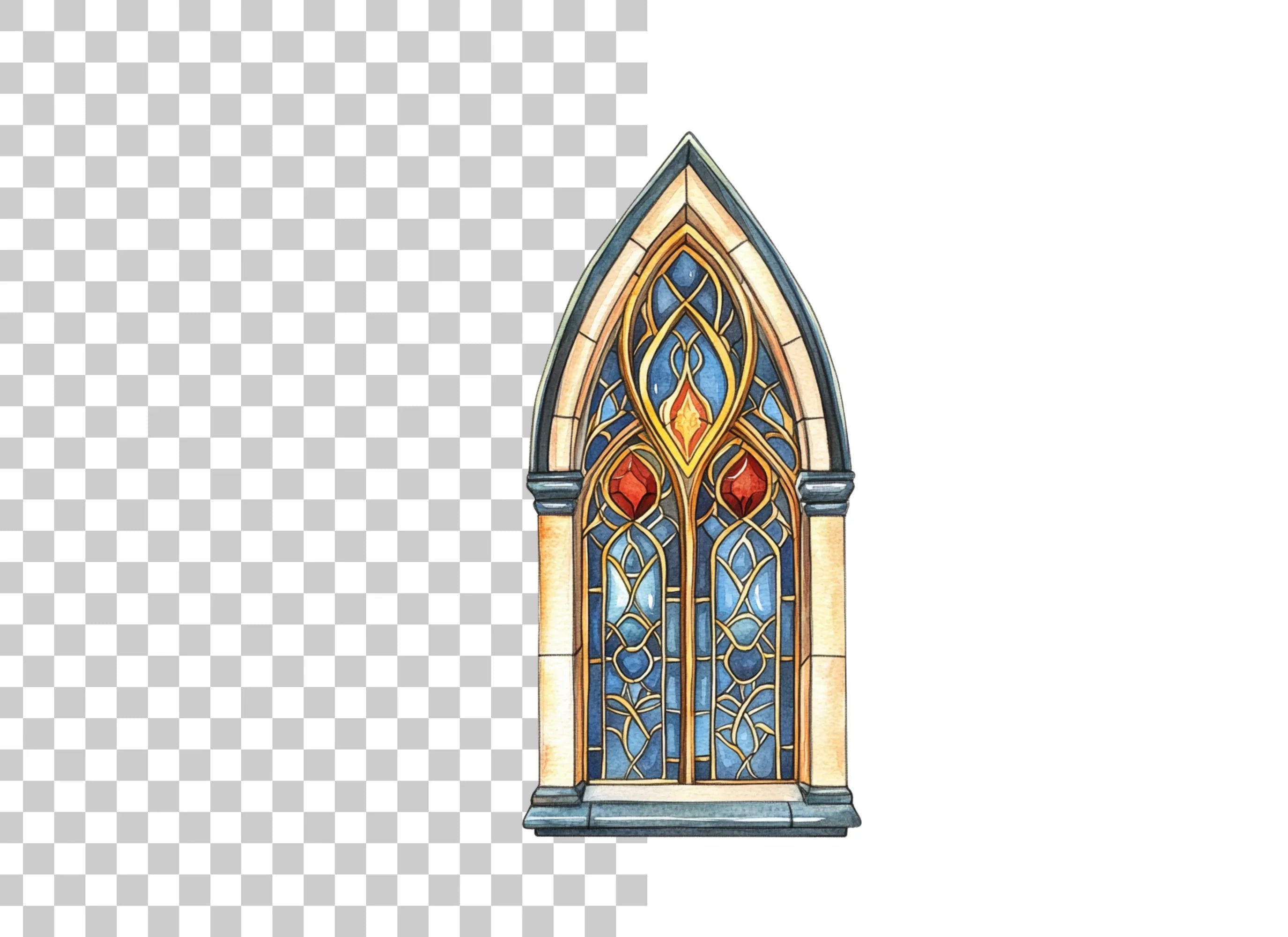 Elegant Stained Glass Arch Window Clipart Bundle