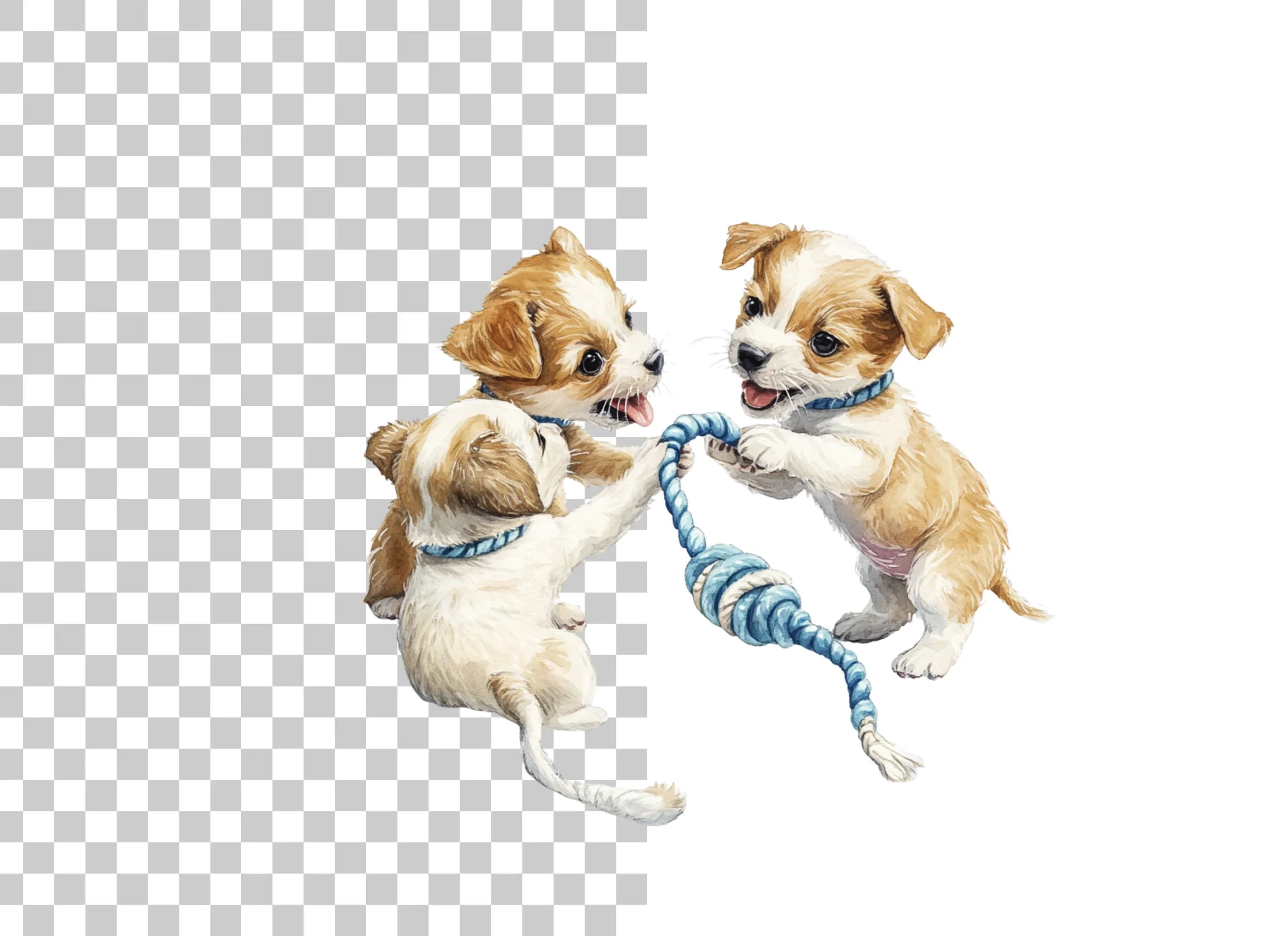 Chihuahua Puppies Playing with Toy Clipart Bundle