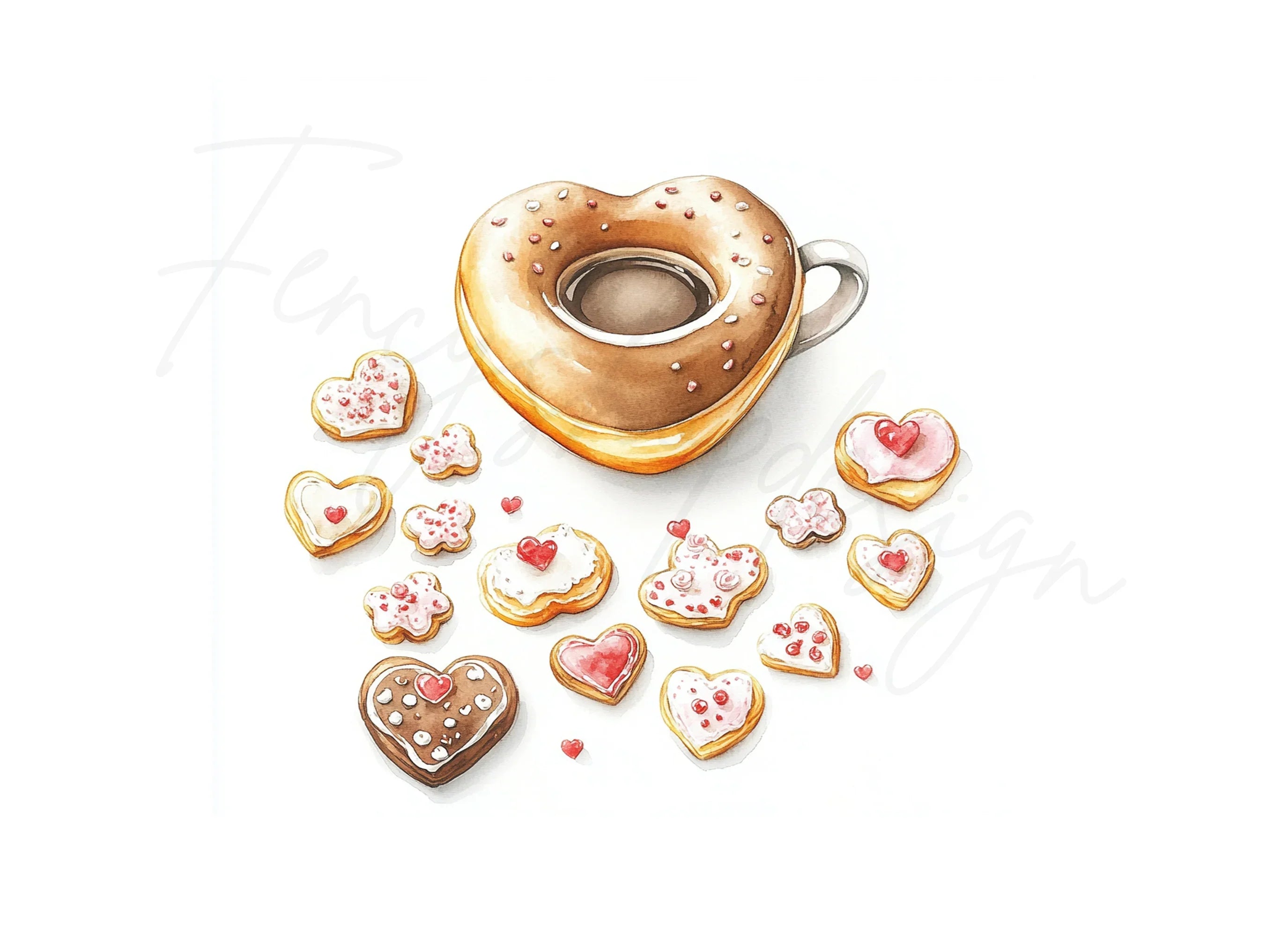 Valentine's Day Donut Coffee Clipart Bundle