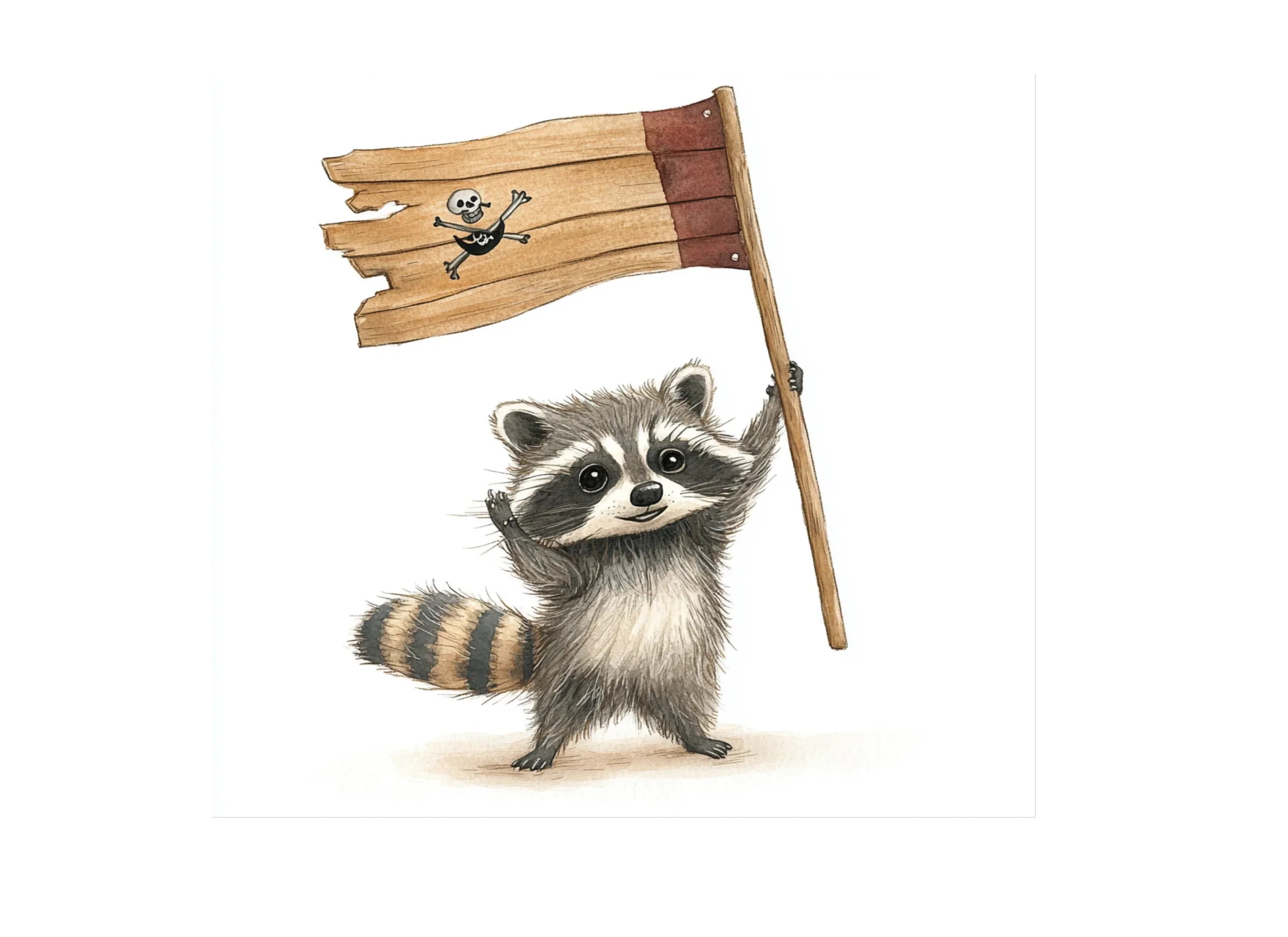 Raccoons Holding Pirate Flags Clipart Bundle