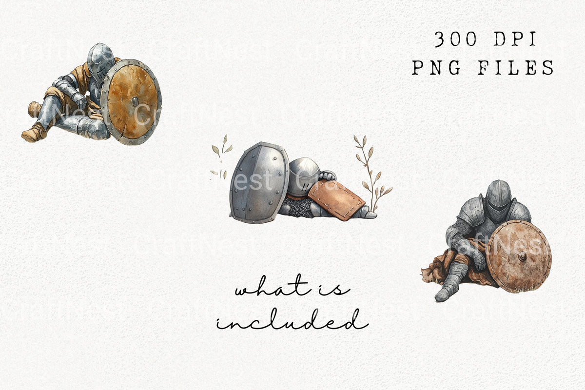 Resting Medieval Knight Clipart Bundle