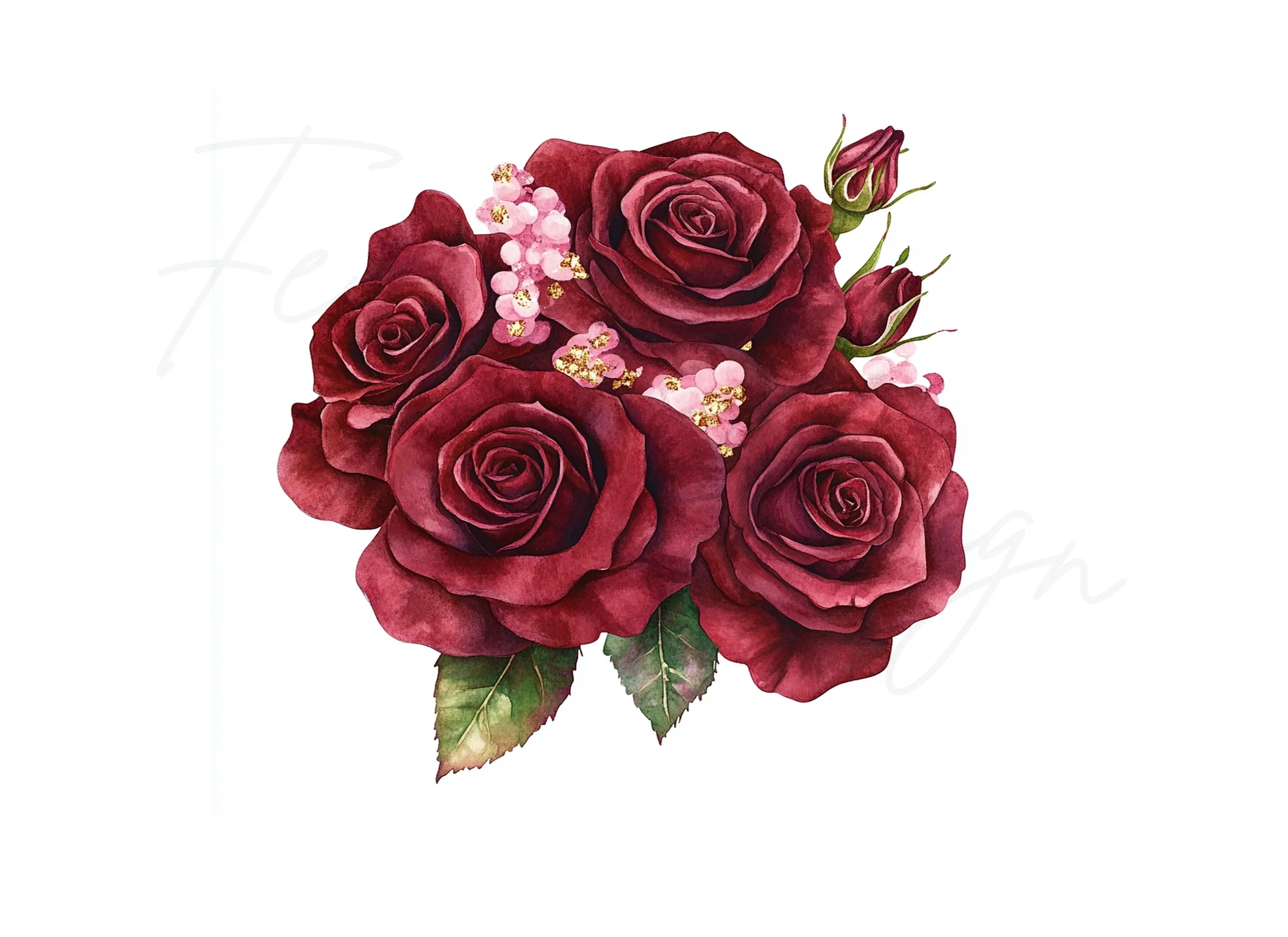 Red Rose Bouquets Clipart Bundle