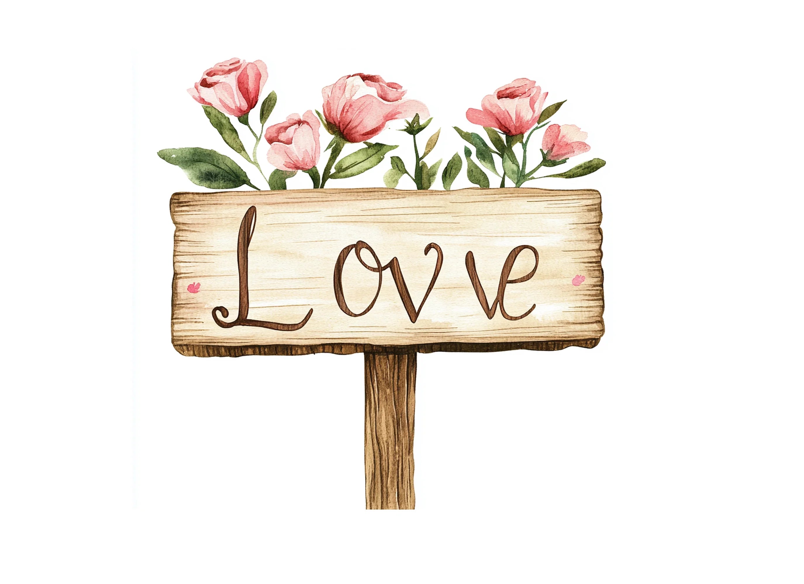 Rustic Love Sign Clipart Bundle
