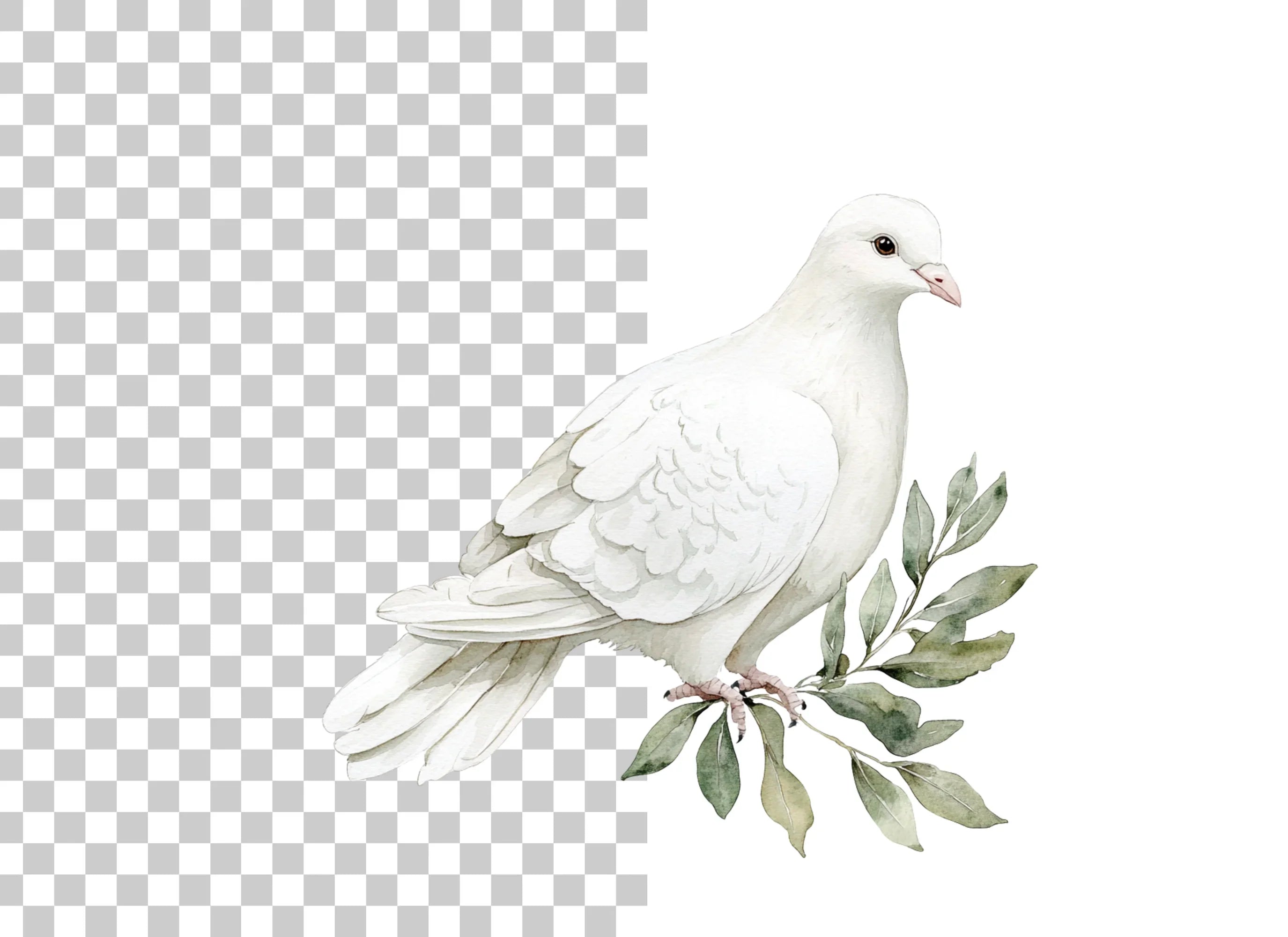 White Dove with Olive Branch Clipart Bundle