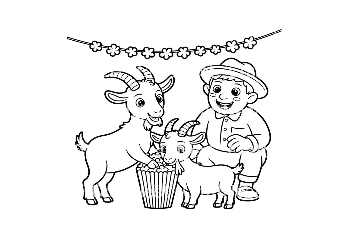 Farmer and Goats Fun Coloring Books