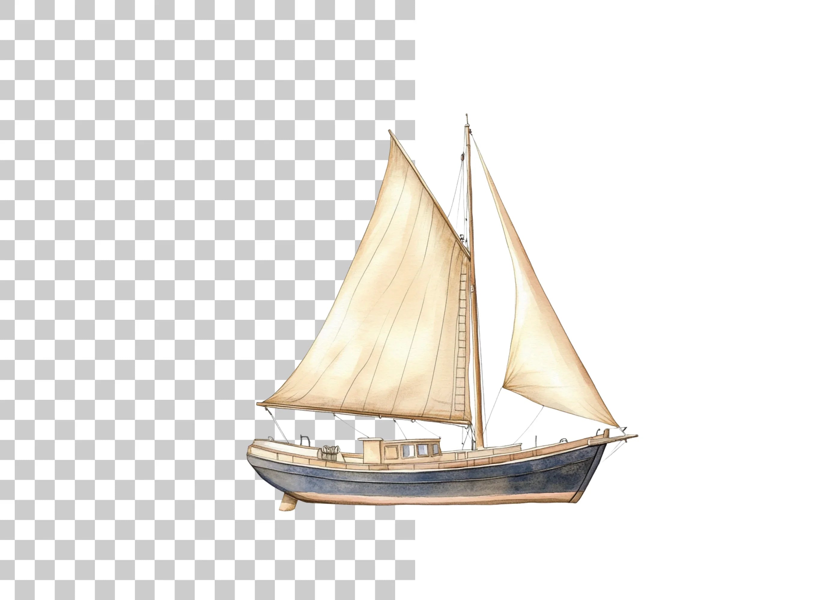 Rustic Sailboat Illustrations Clipart Bundle