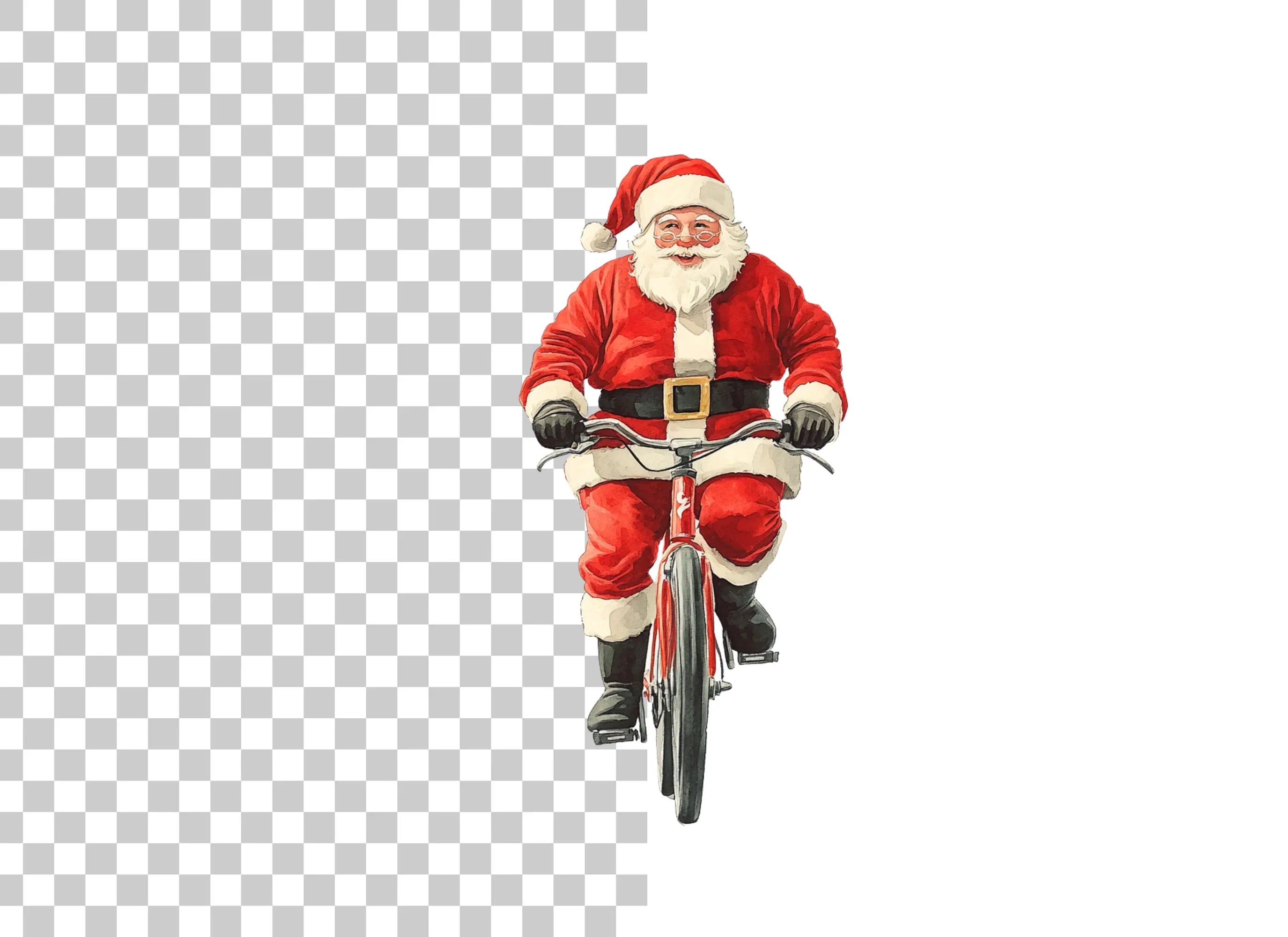 Santa Claus Riding Bicycle Clipart Bundle