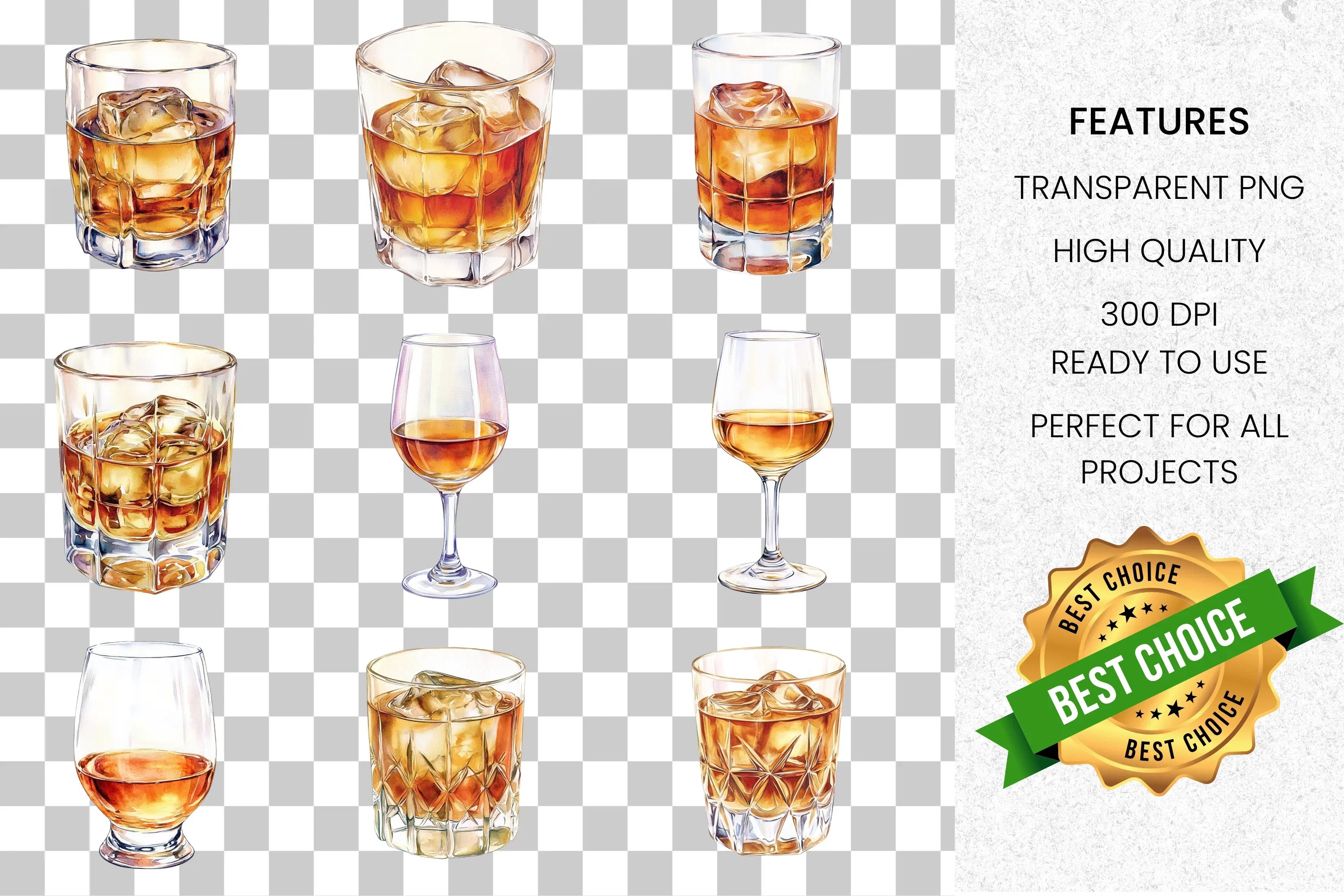 Whiskey Bourbon Clipart Bundle