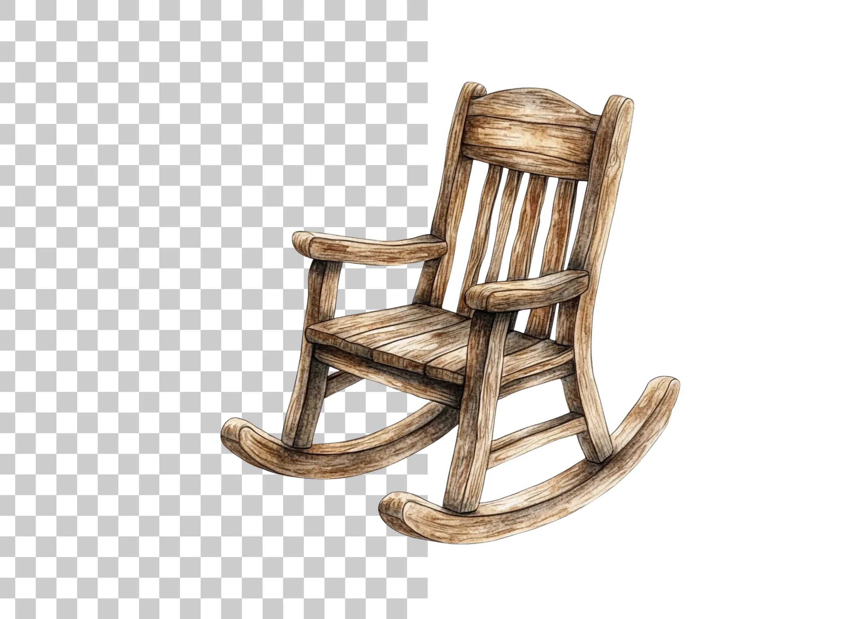 Rustic Wooden Rocking Chair Clipart Bundle