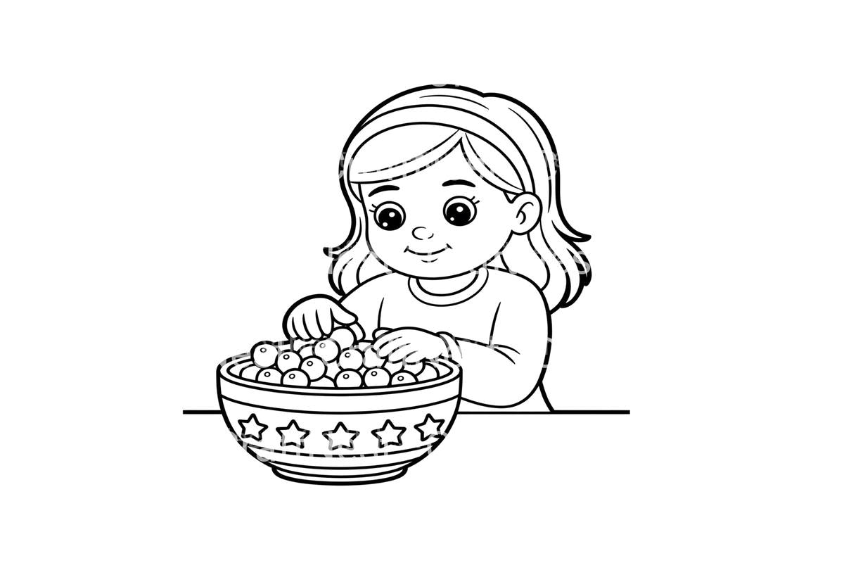 Kids Playing With Berries Coloring Books